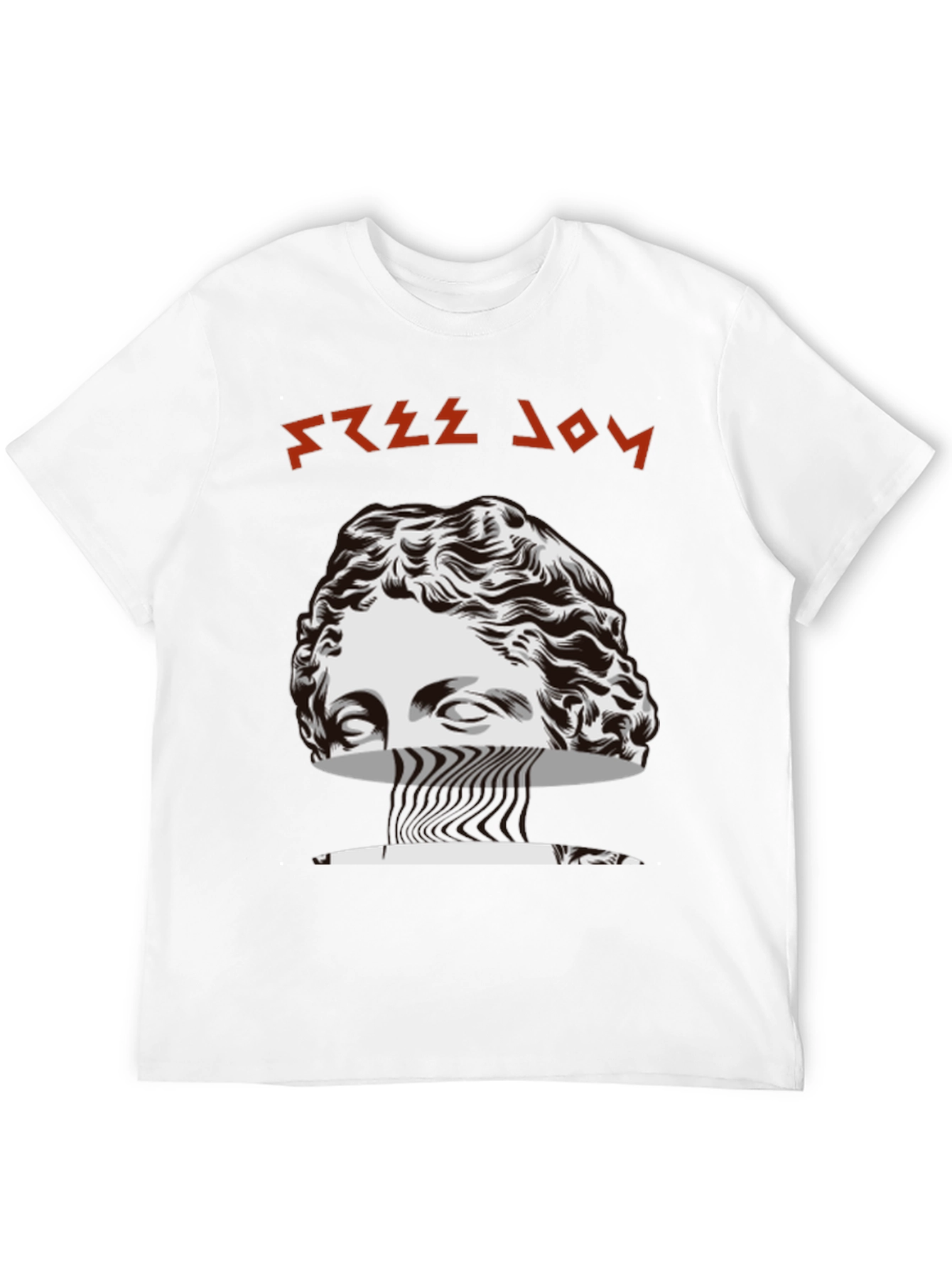 Free Joy Black Graphic Tee with Statue Design