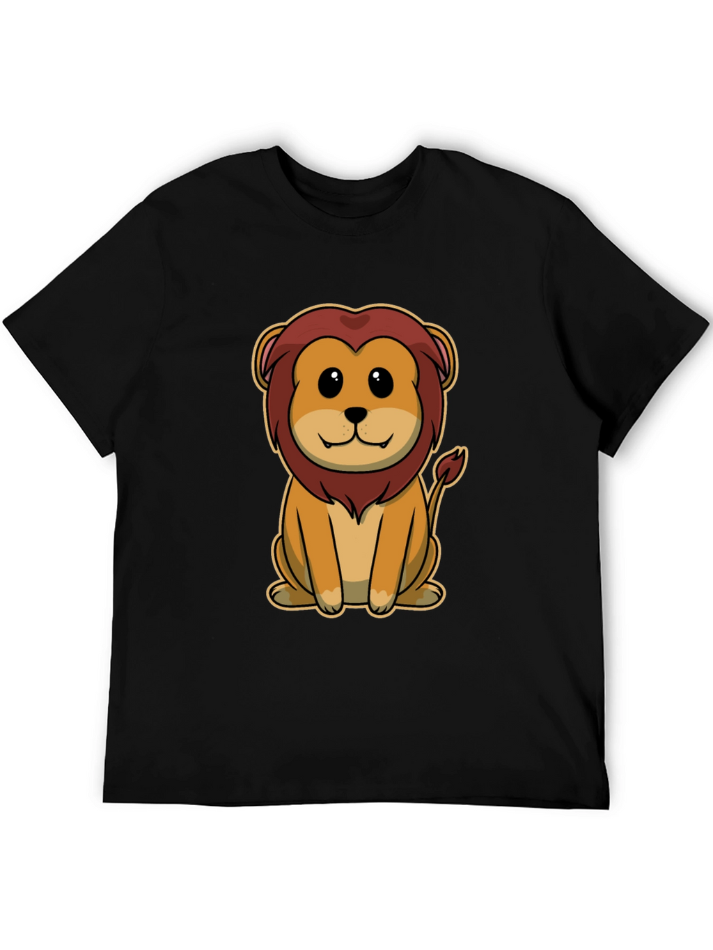 Cartoon Lion Graphic Tee - Unisex Black T-Shirt