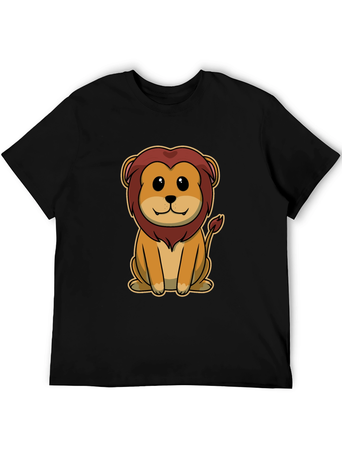 Cartoon Lion Graphic Tee - Unisex Black T-Shirt