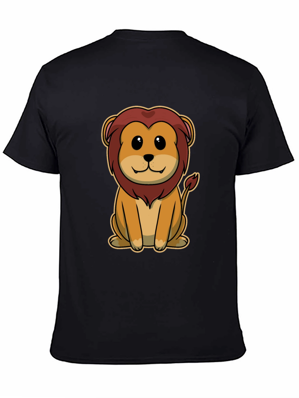 Cartoon Lion Graphic Tee - Unisex Black T-Shirt