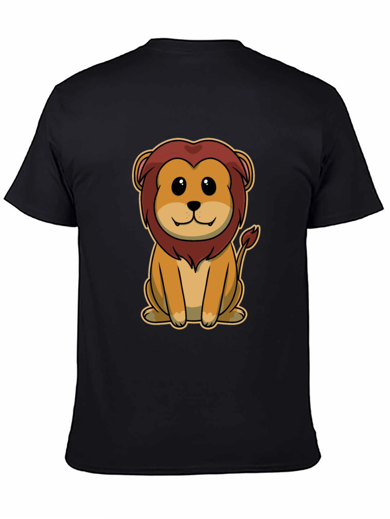 Cartoon Lion Graphic Tee - Unisex Black T-Shirt