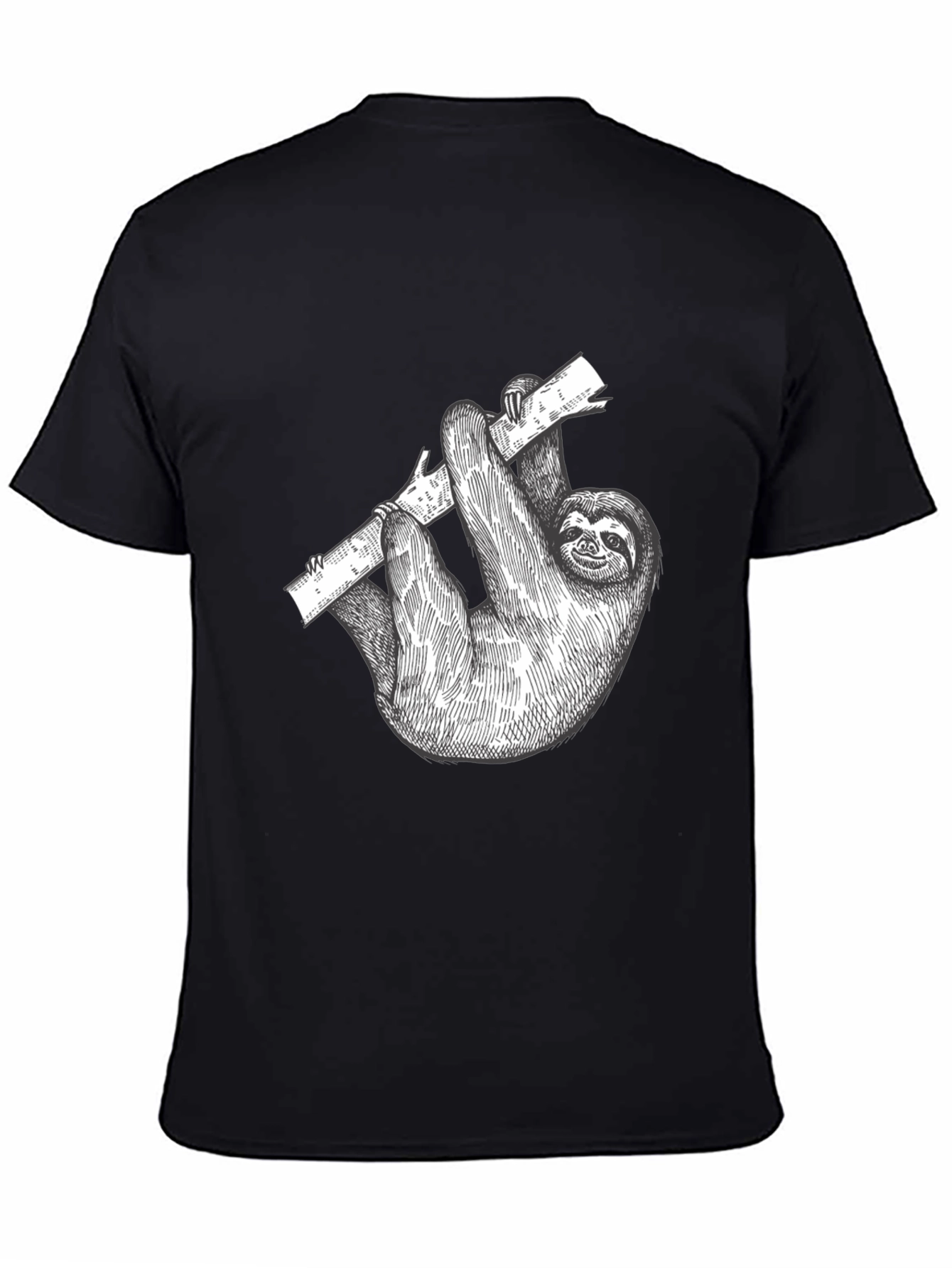 Sloth on Branch Black Graphic T-Shirt