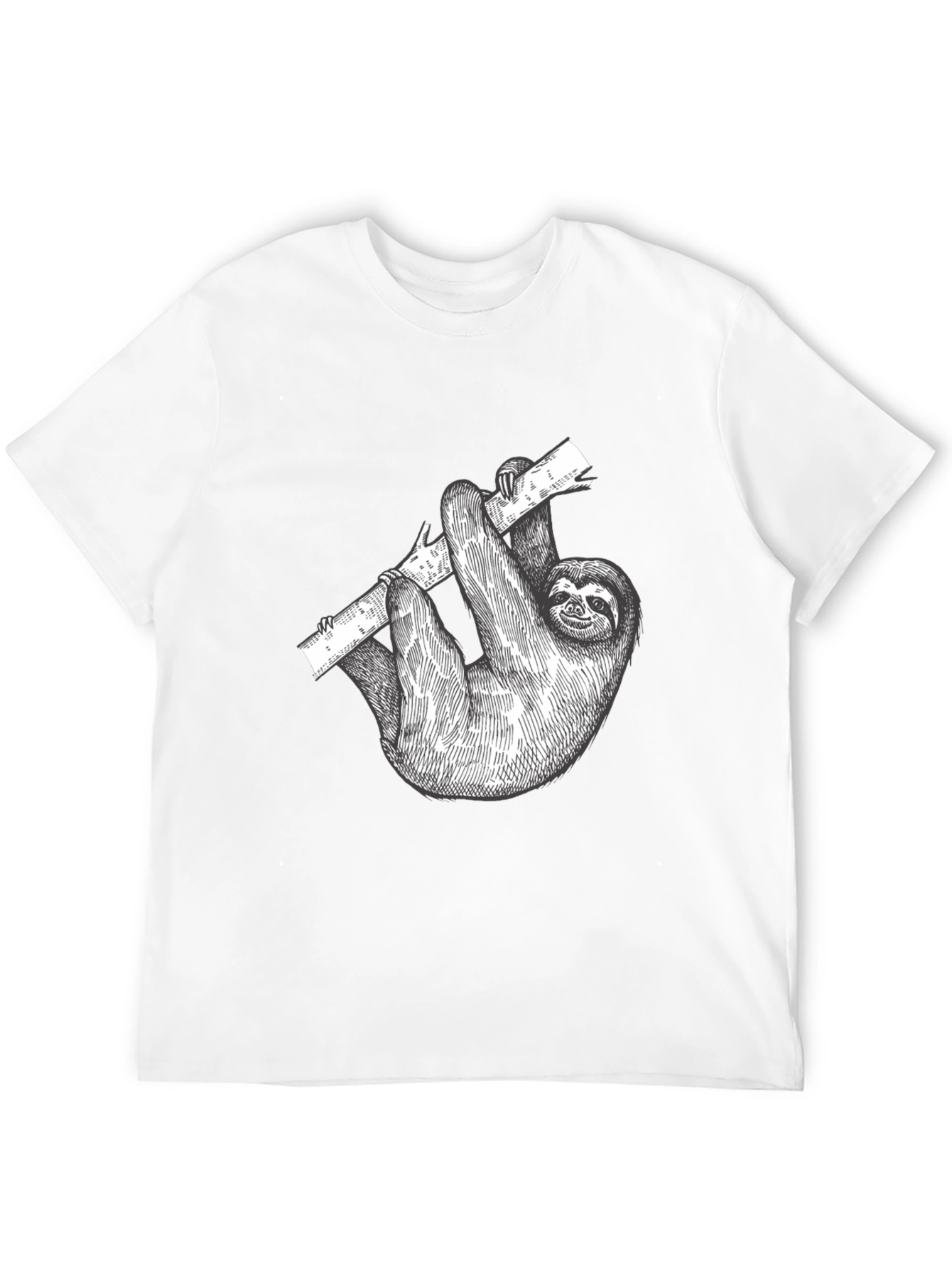 Sloth on Branch Black Graphic T-Shirt