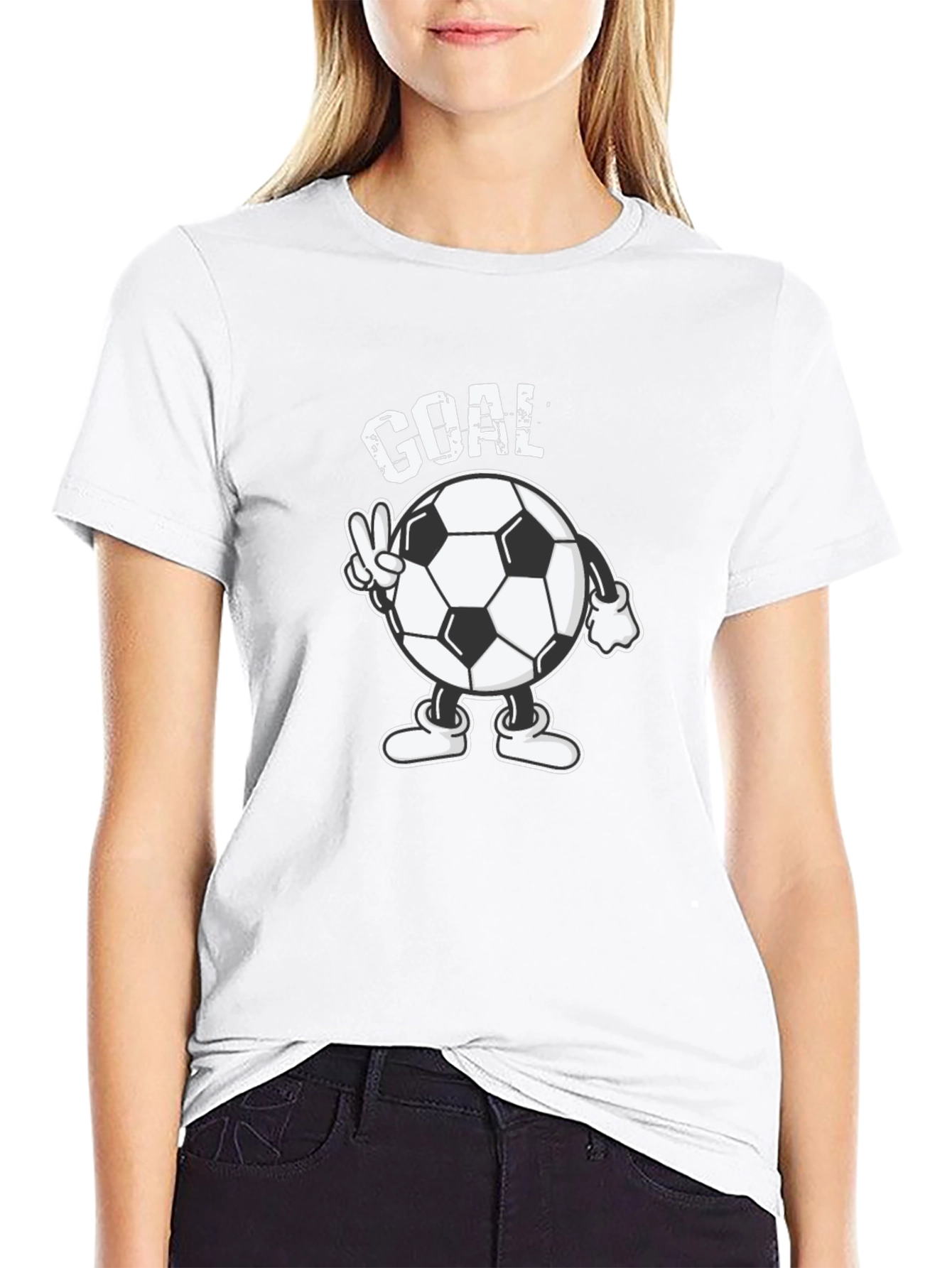 Goal! Soccer Ball Cartoon Mens Black T-Shirt