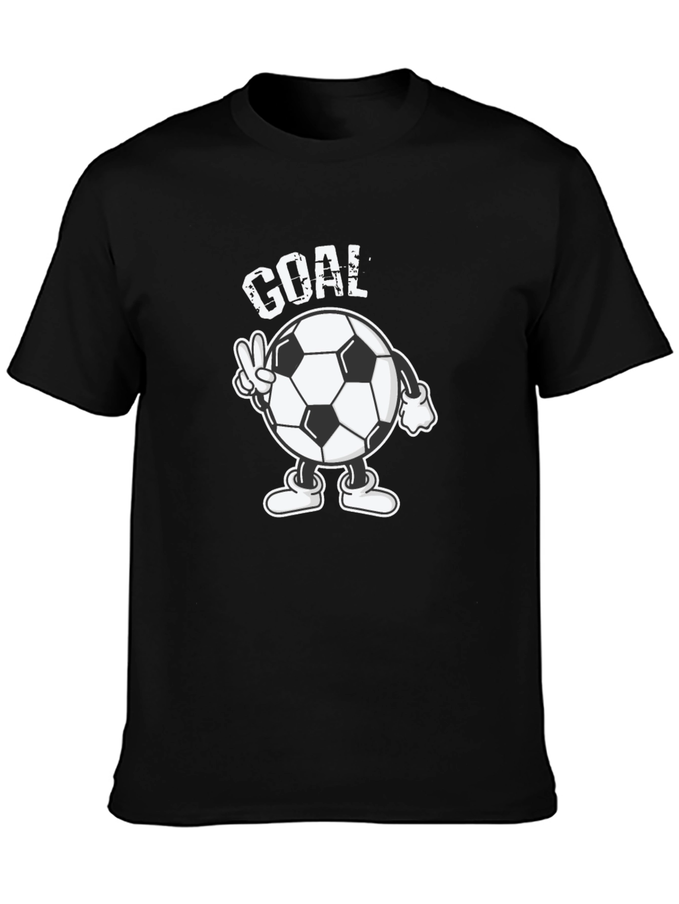 Goal! Soccer Ball Cartoon Mens Black T-Shirt