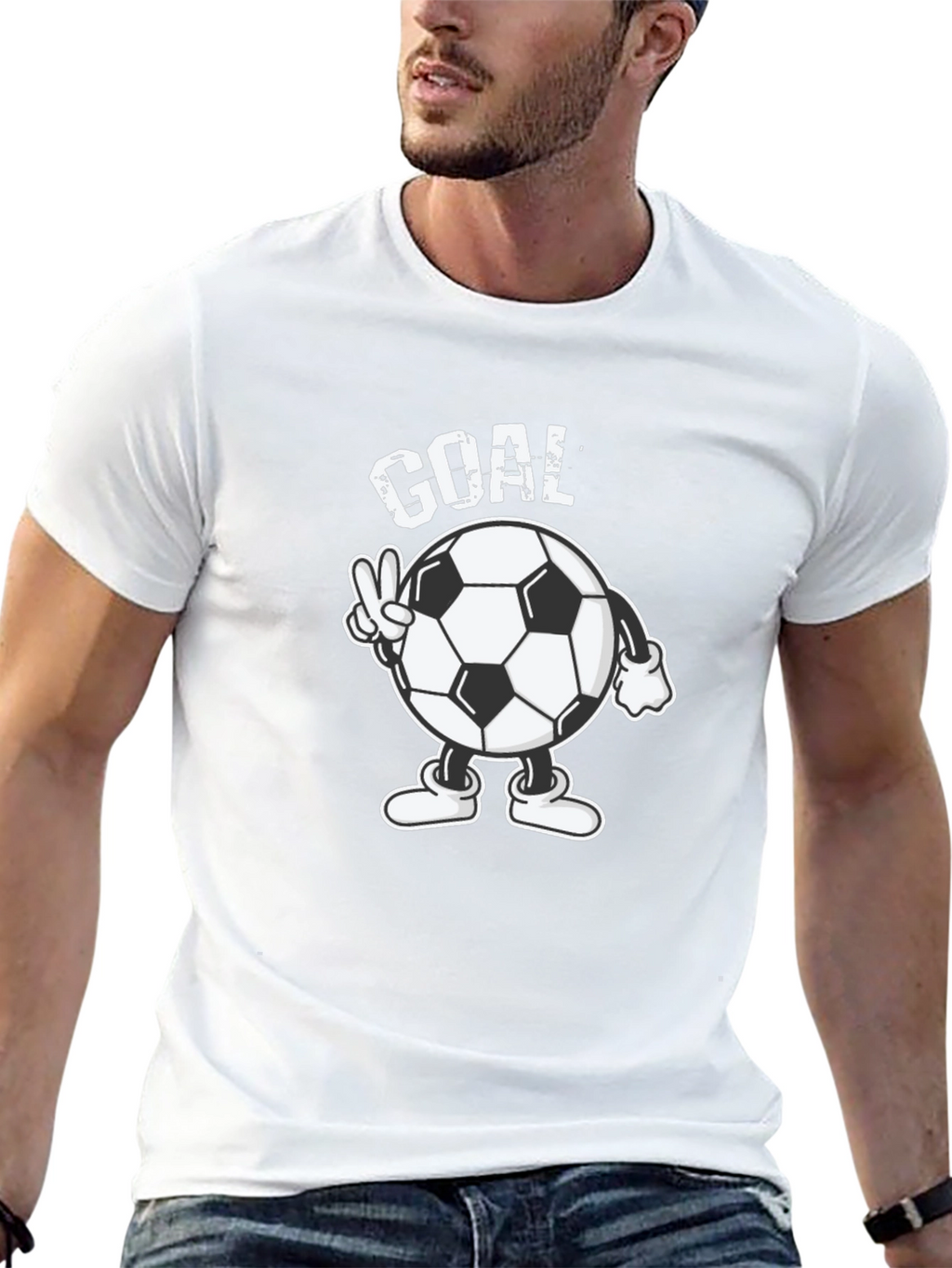 Goal! Soccer Ball Cartoon Mens Black T-Shirt