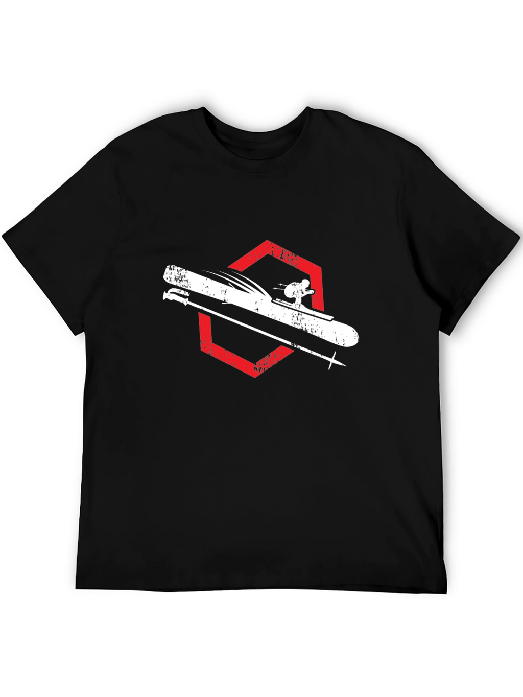 Skiing Graphic Tee - Black Cotton Shirt