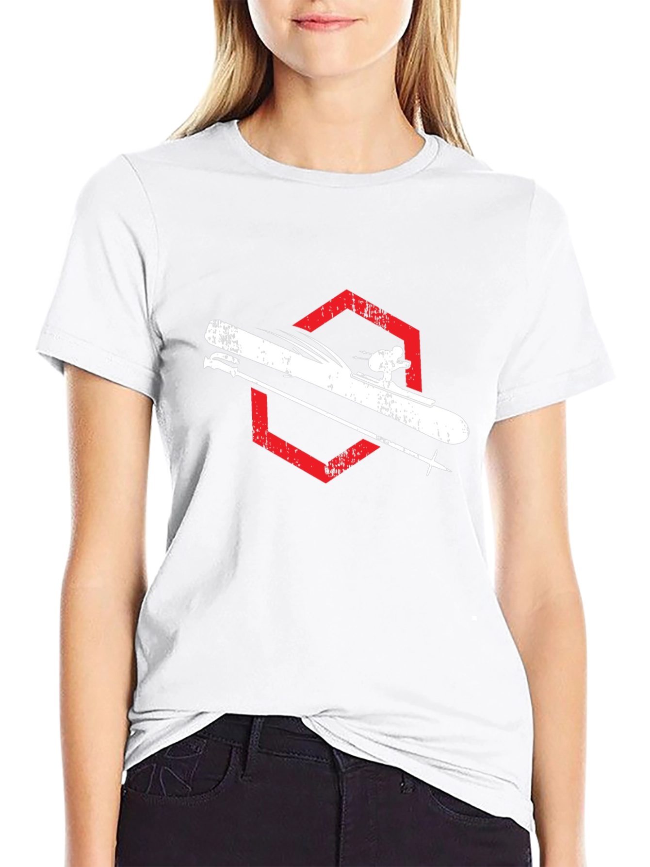 Skiing Graphic Tee - Black Cotton Shirt