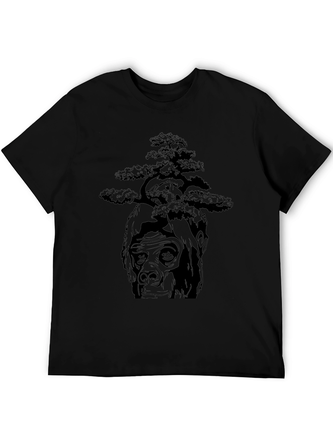 Bonsai Gorilla Graphic Tee - Unique Mens Black T-Shirt
