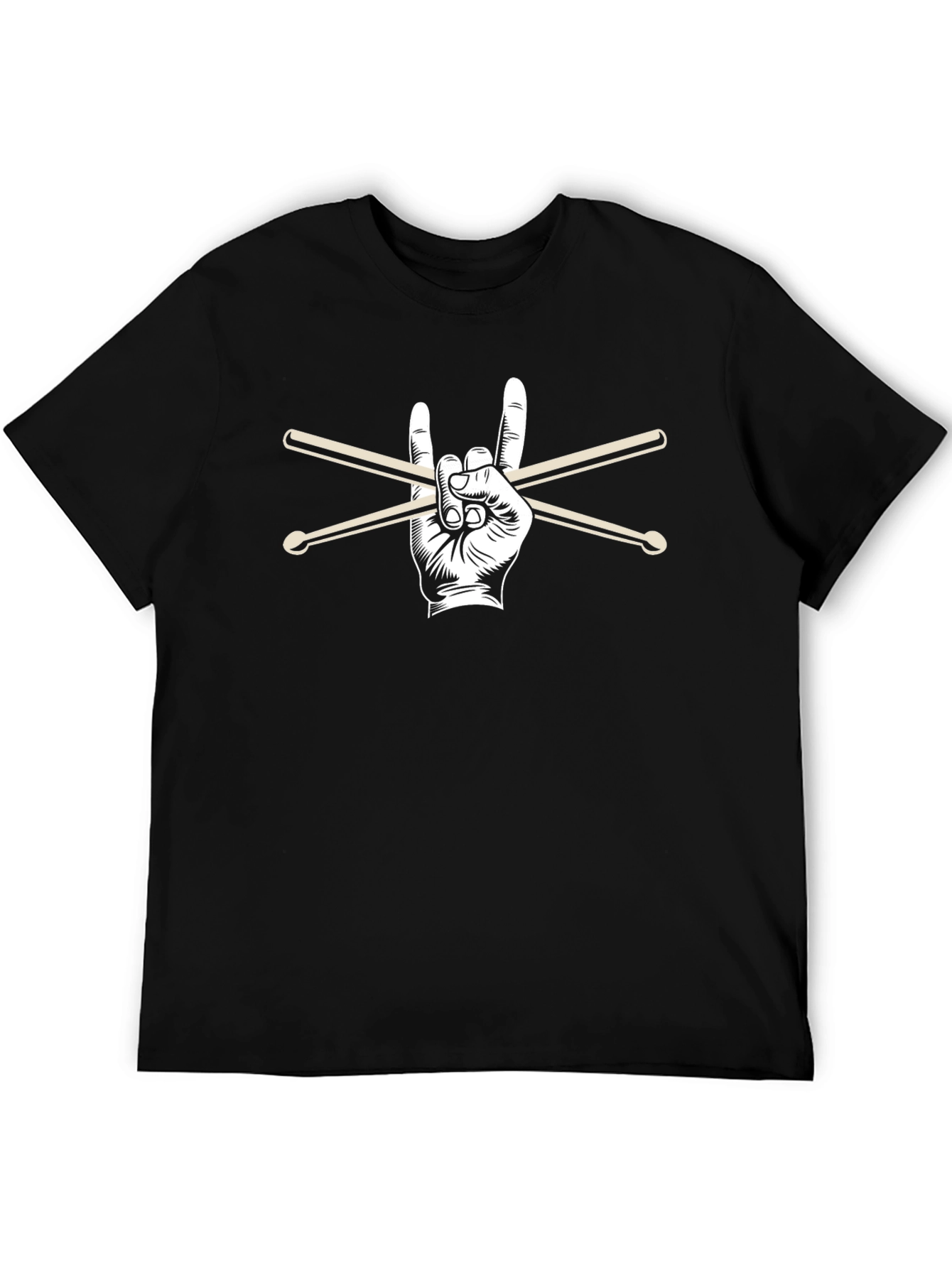 Rock On Drummer T-Shirt - Black Graphic Tee