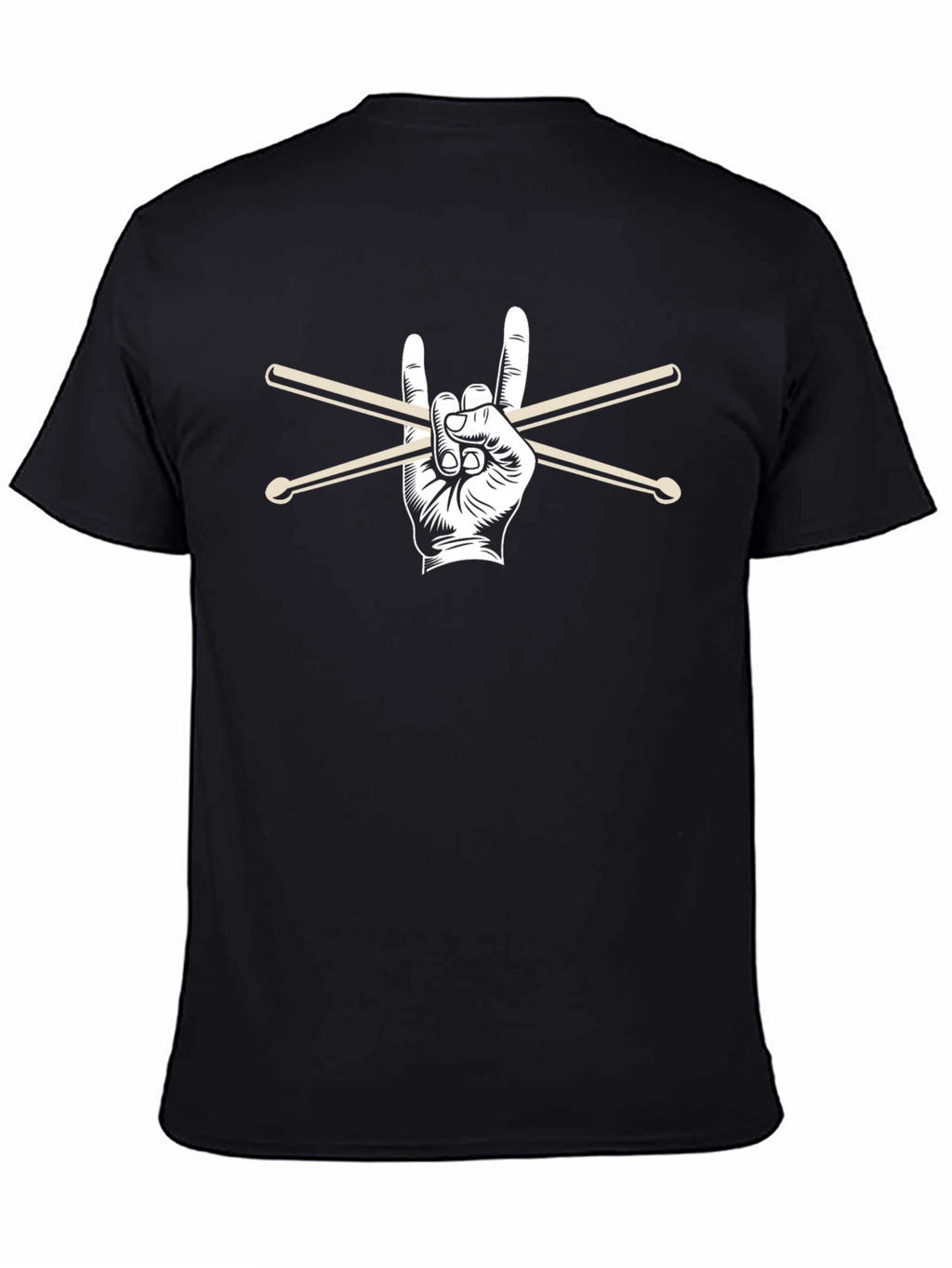 Rock On Drummer T-Shirt - Black Graphic Tee