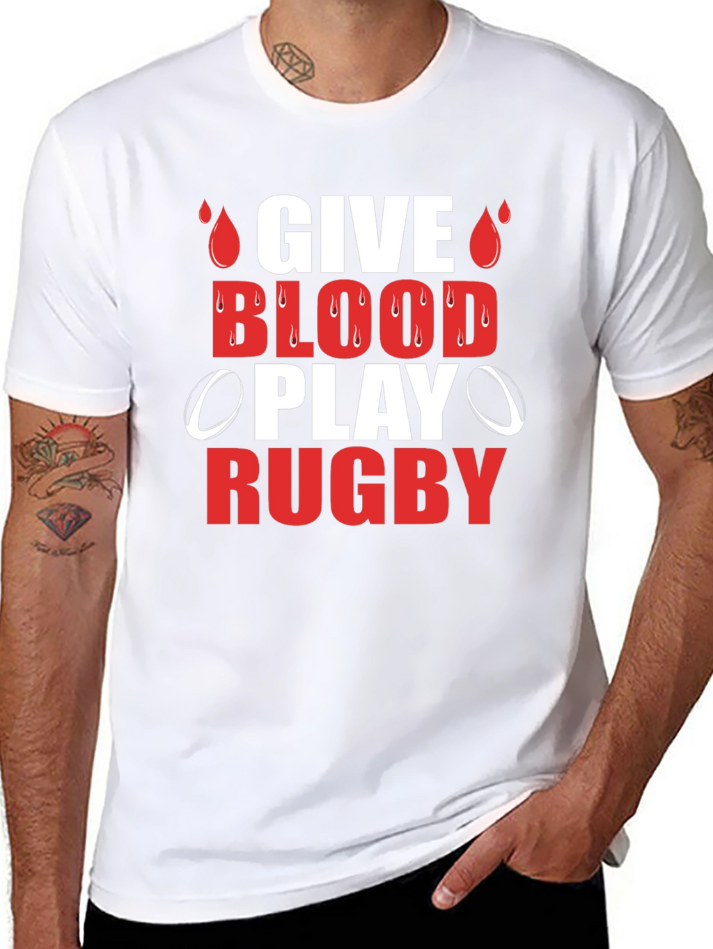 Give Blood Play Rugby Graphic T-Shirt