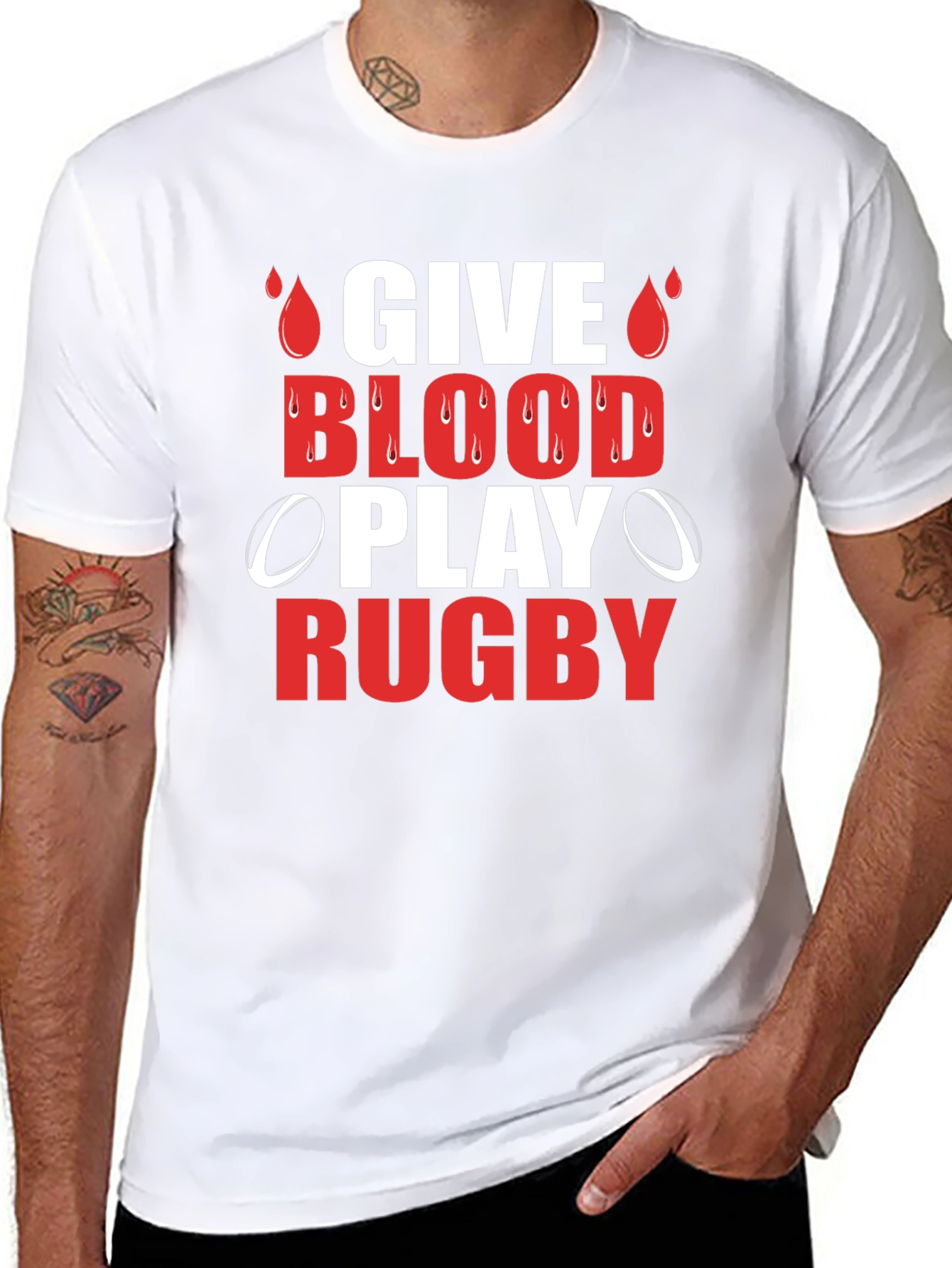 Give Blood Play Rugby Graphic T-Shirt