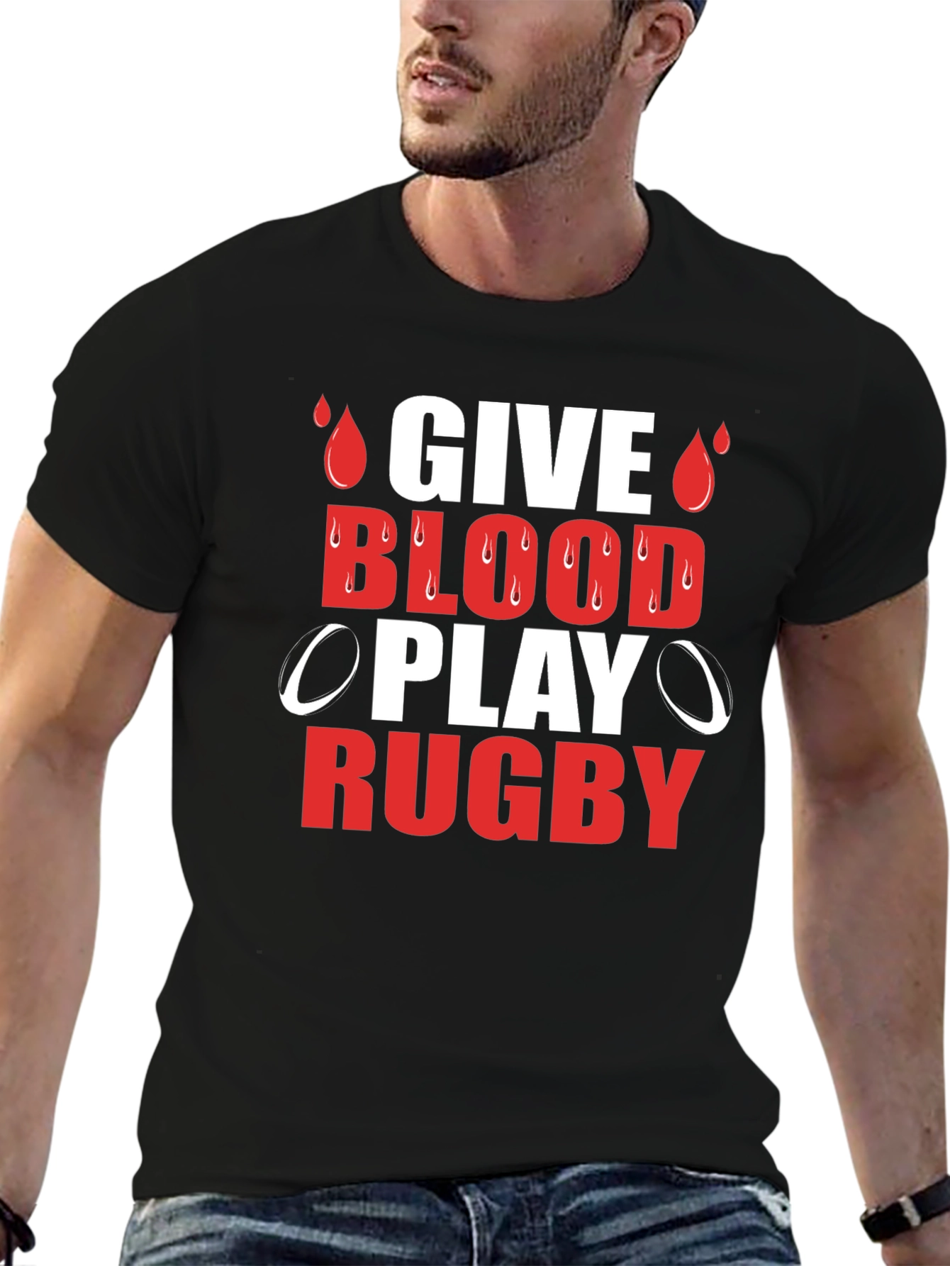Give Blood Play Rugby Graphic T-Shirt