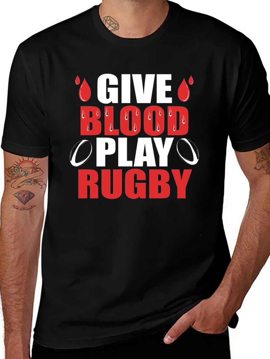 Give Blood Play Rugby Graphic T-Shirt