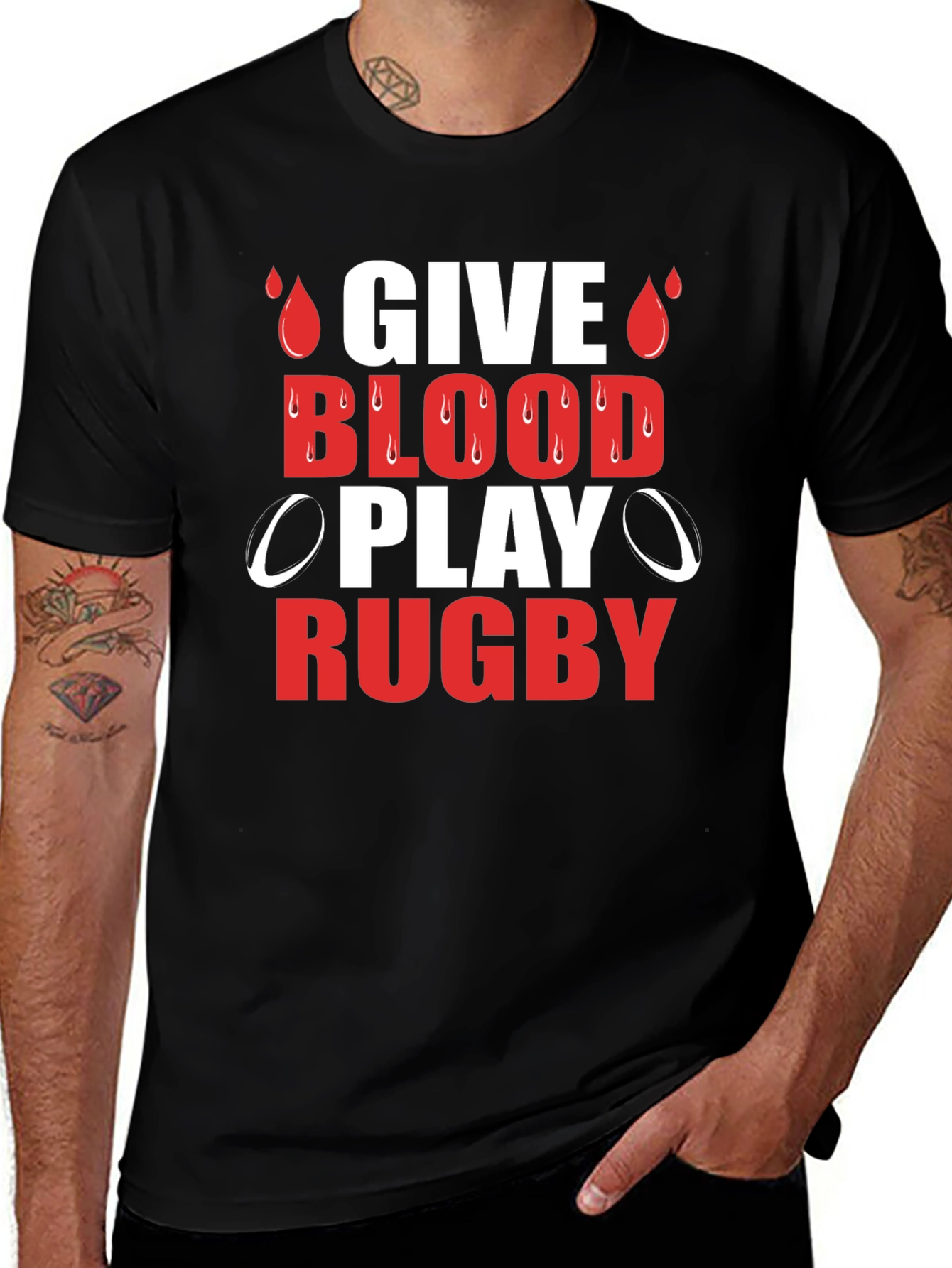 Give Blood Play Rugby Graphic T-Shirt