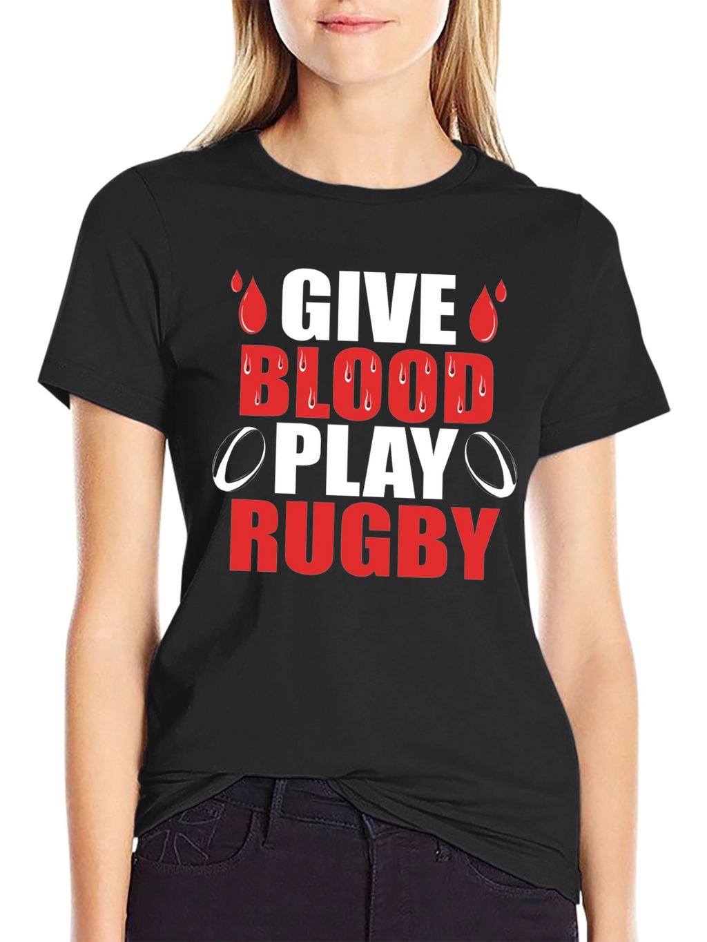 Give Blood Play Rugby Graphic T-Shirt