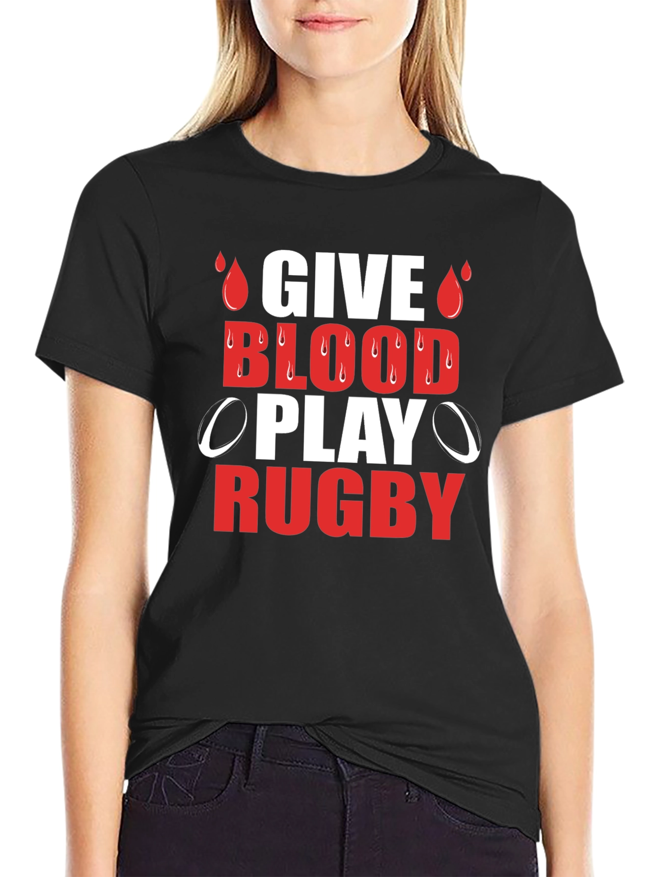 Give Blood Play Rugby Graphic T-Shirt
