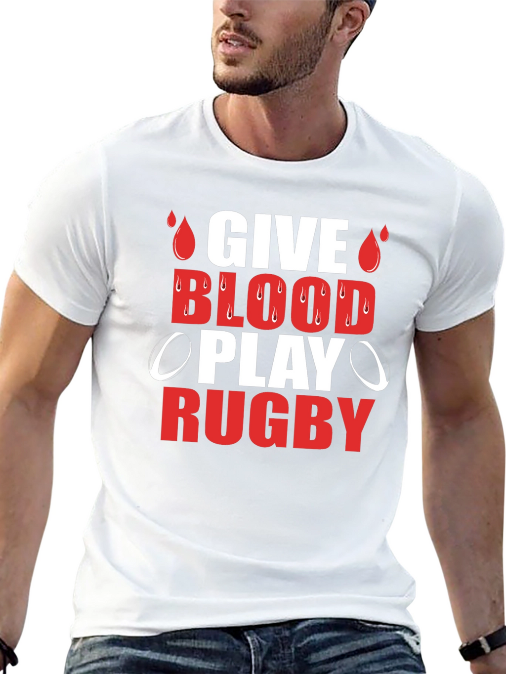 Give Blood Play Rugby Graphic T-Shirt