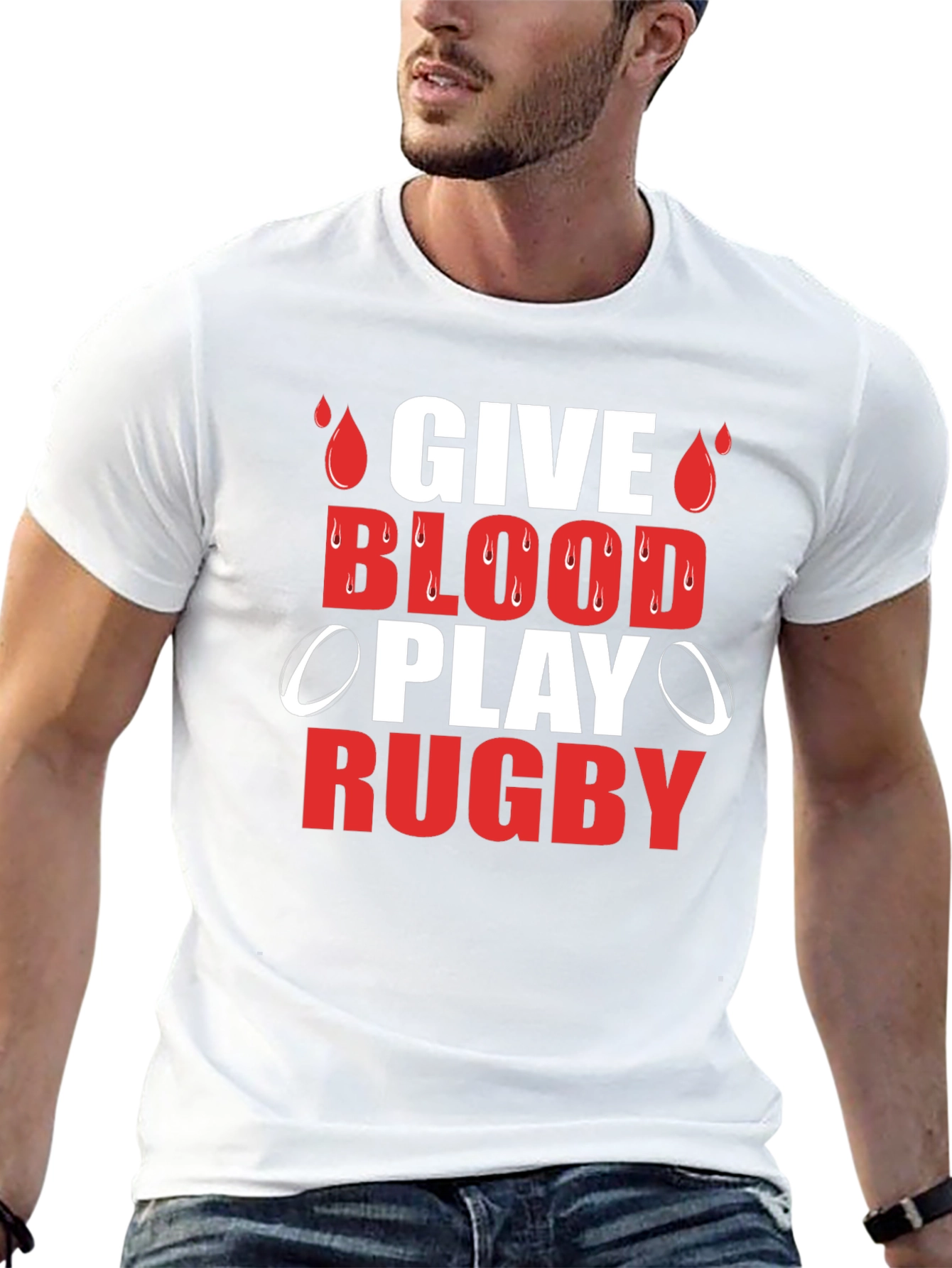 Give Blood Play Rugby Graphic T-Shirt