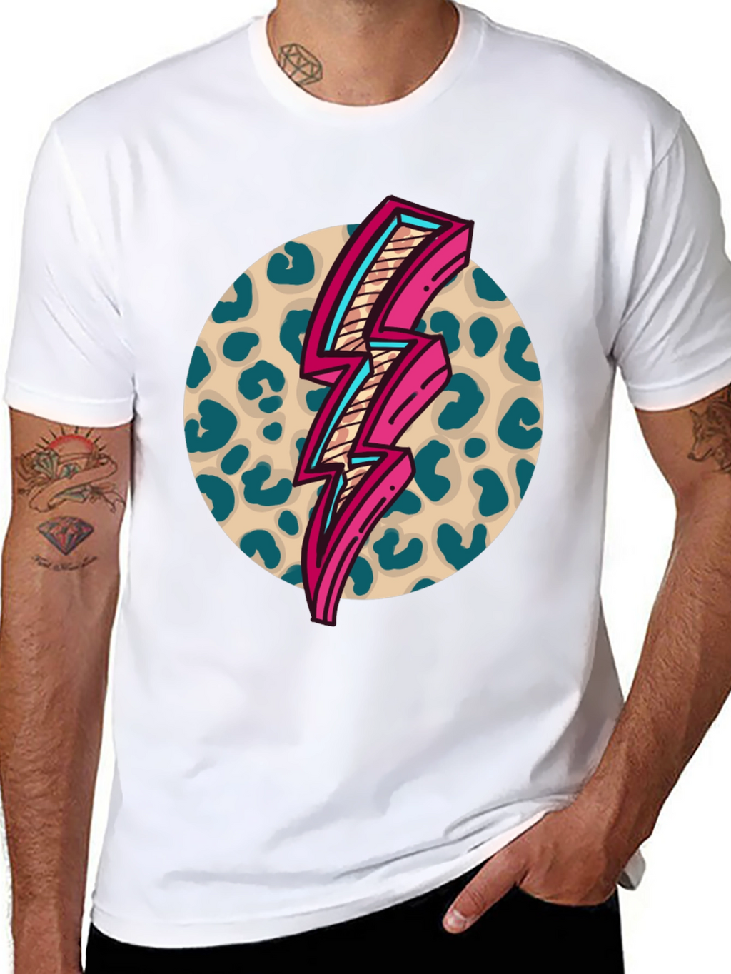 Retro Leopard Lightning Bolt Graphic Tee