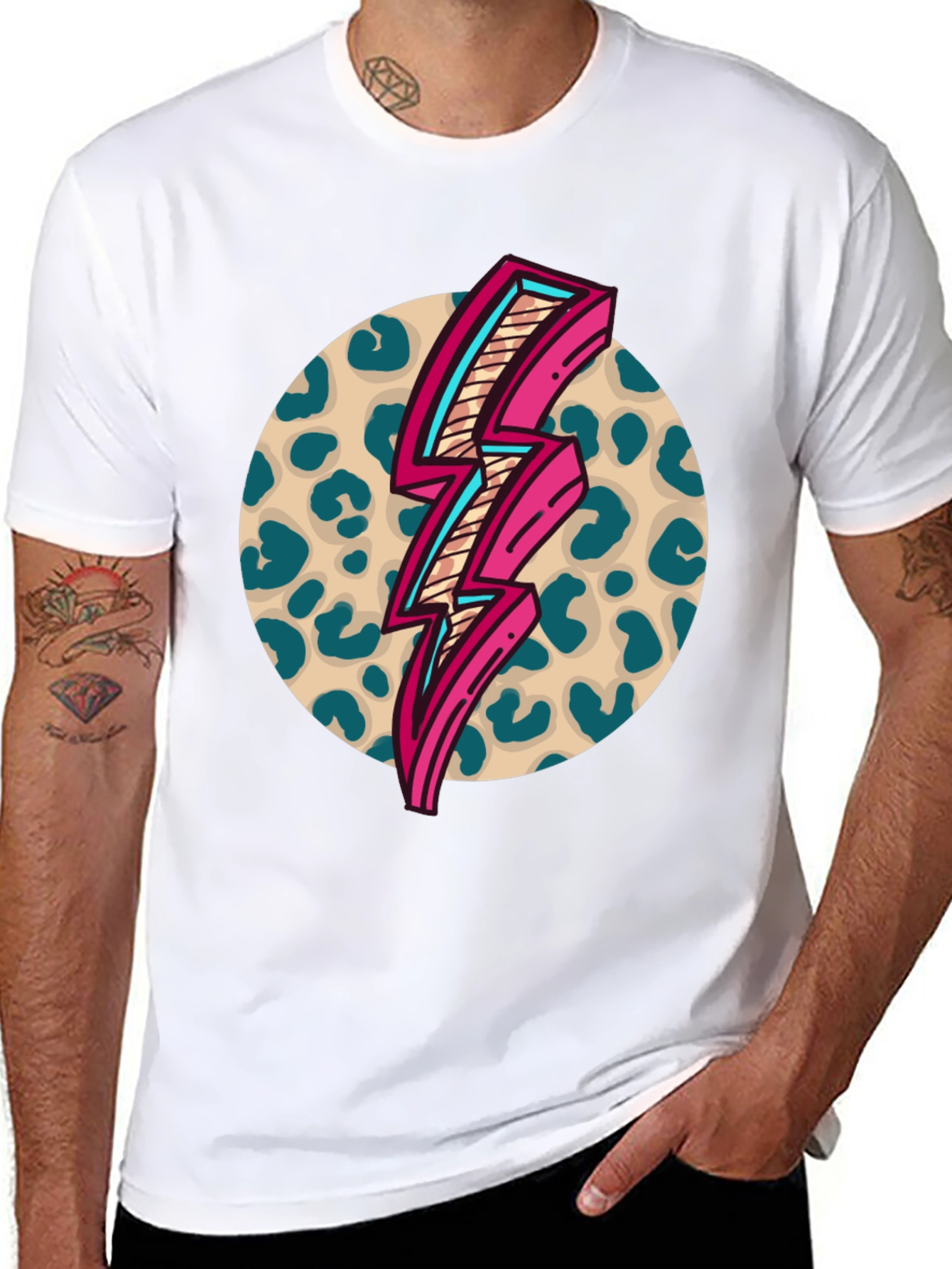 Retro Leopard Lightning Bolt Graphic Tee
