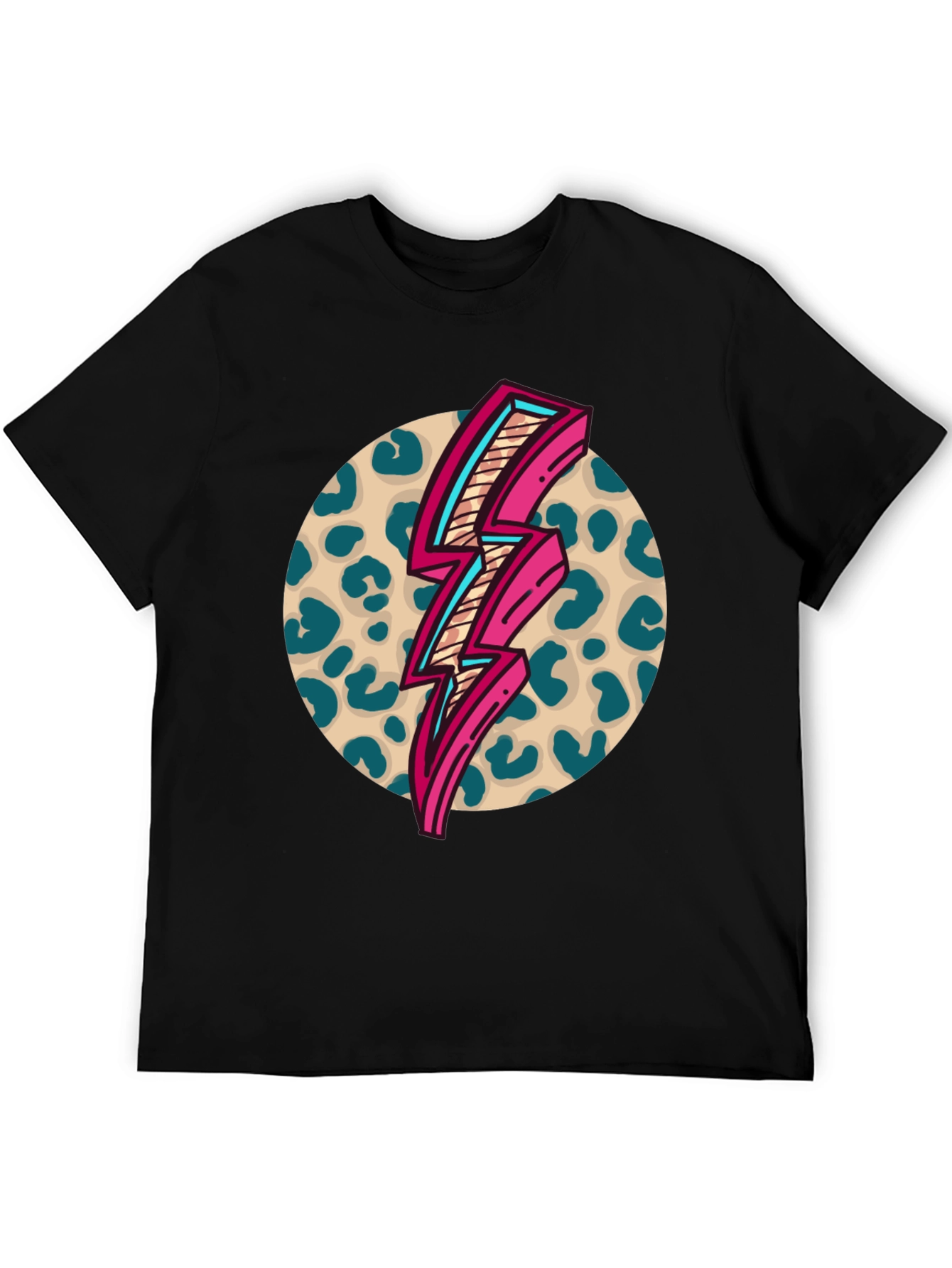 Retro Leopard Lightning Bolt Graphic Tee