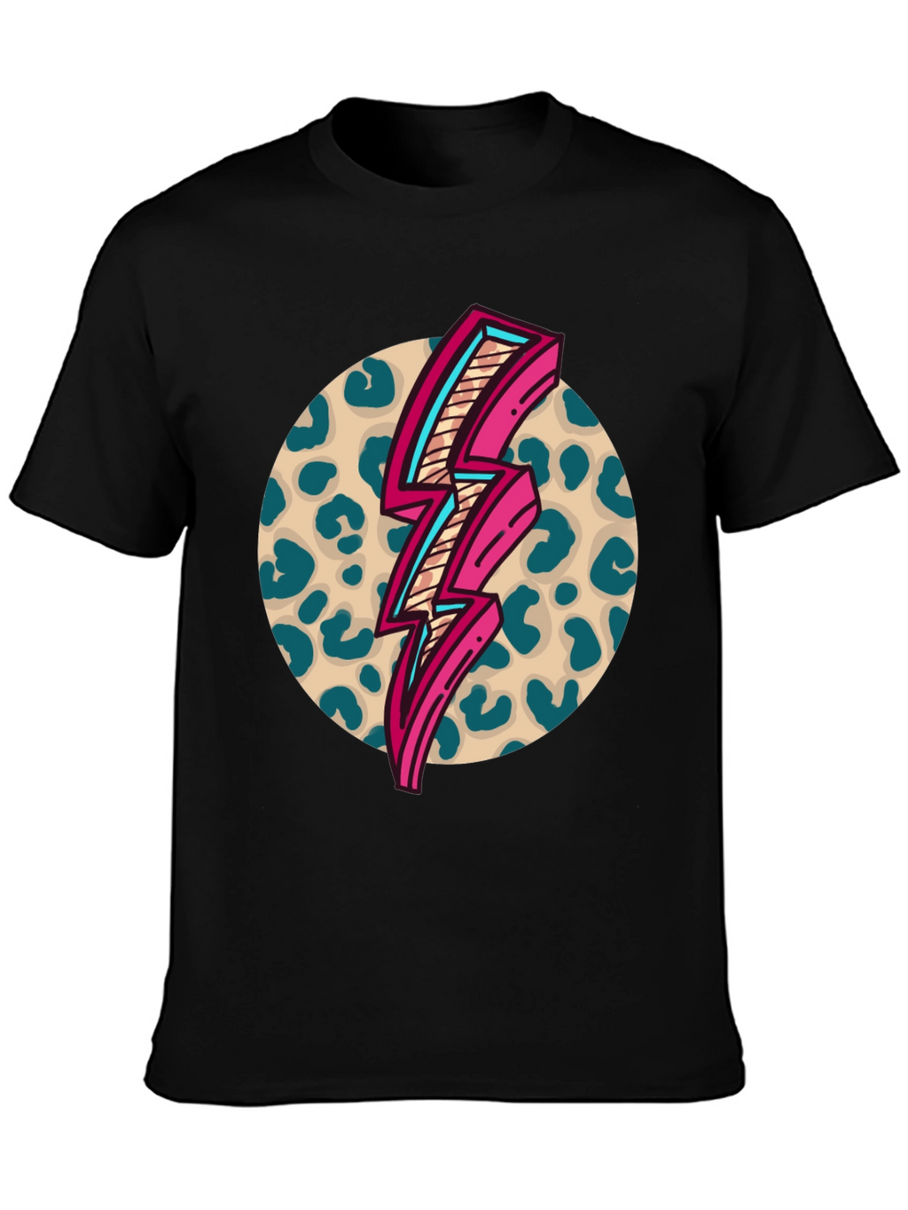 Retro Leopard Lightning Bolt Graphic Tee