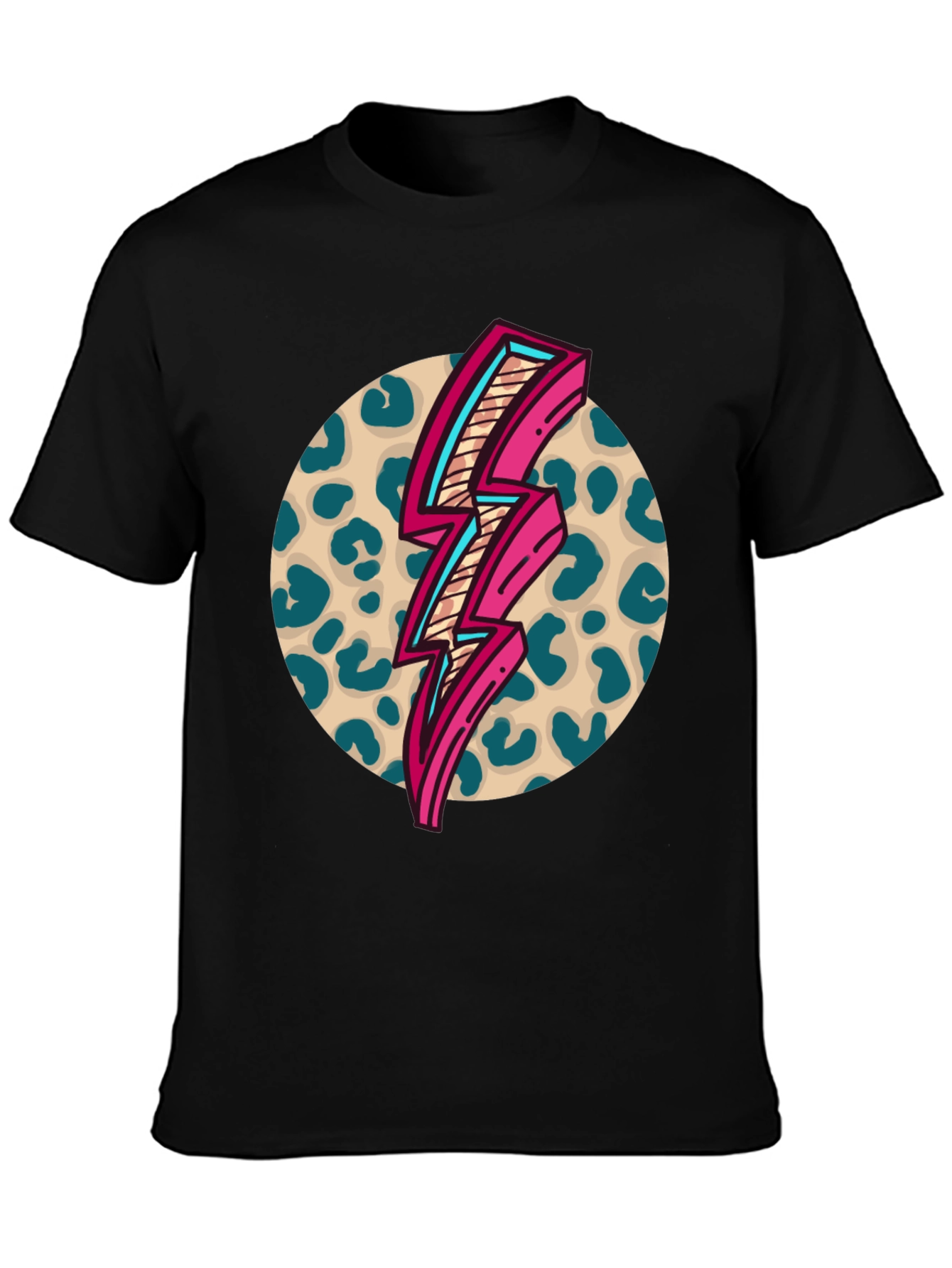 Retro Leopard Lightning Bolt Graphic Tee