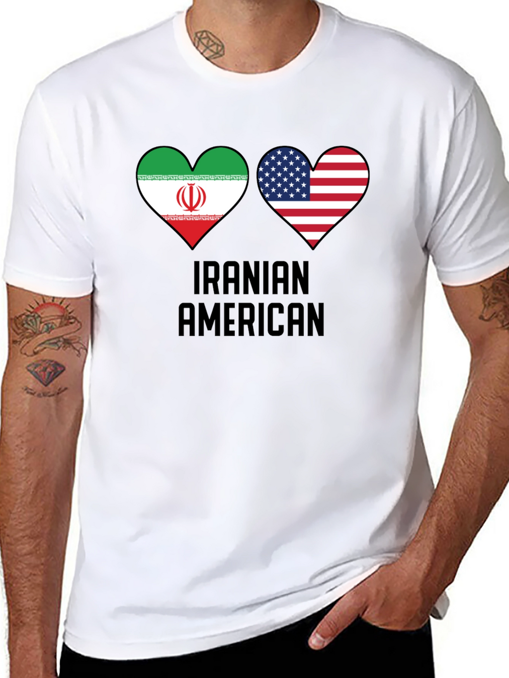 Iranian American Flag Heart T-Shirt