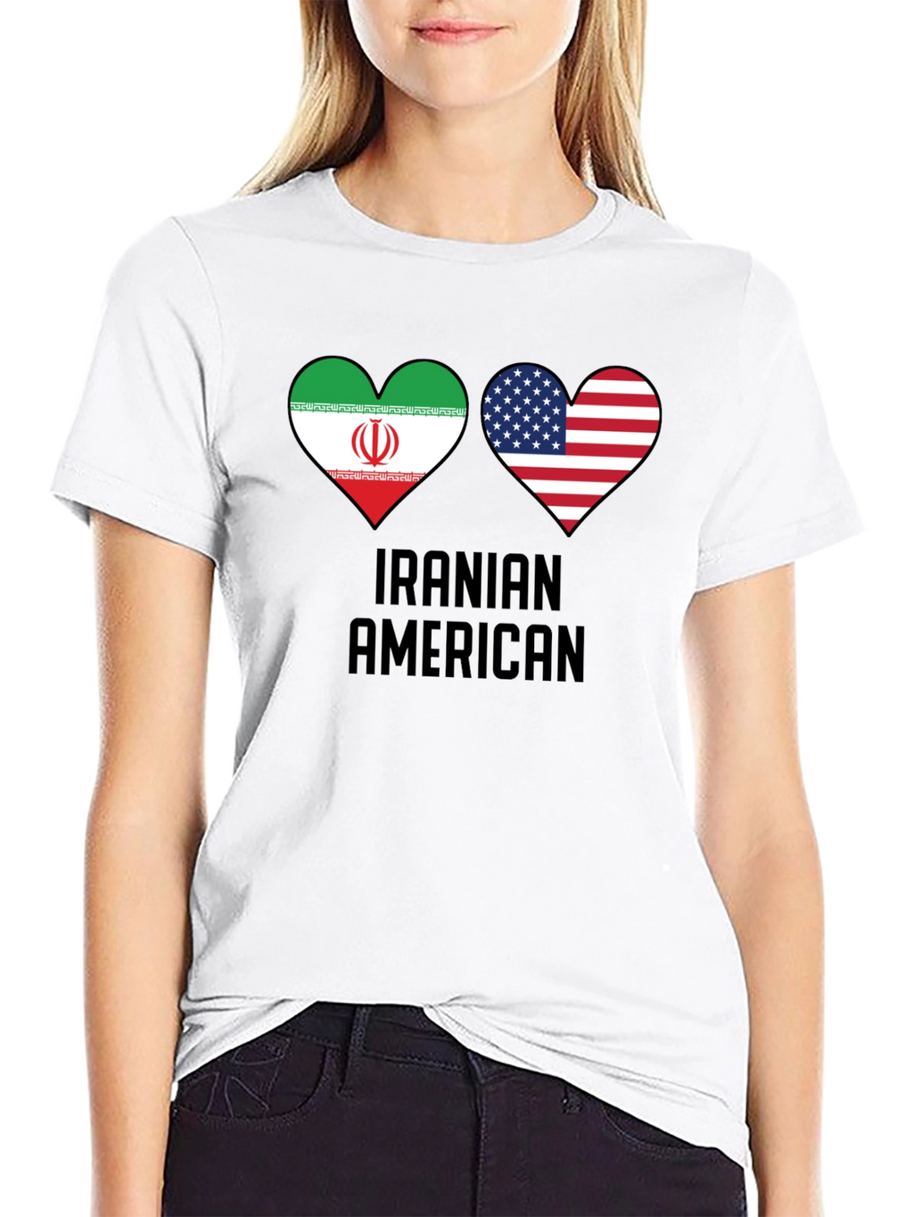 Iranian American Flag Heart T-Shirt