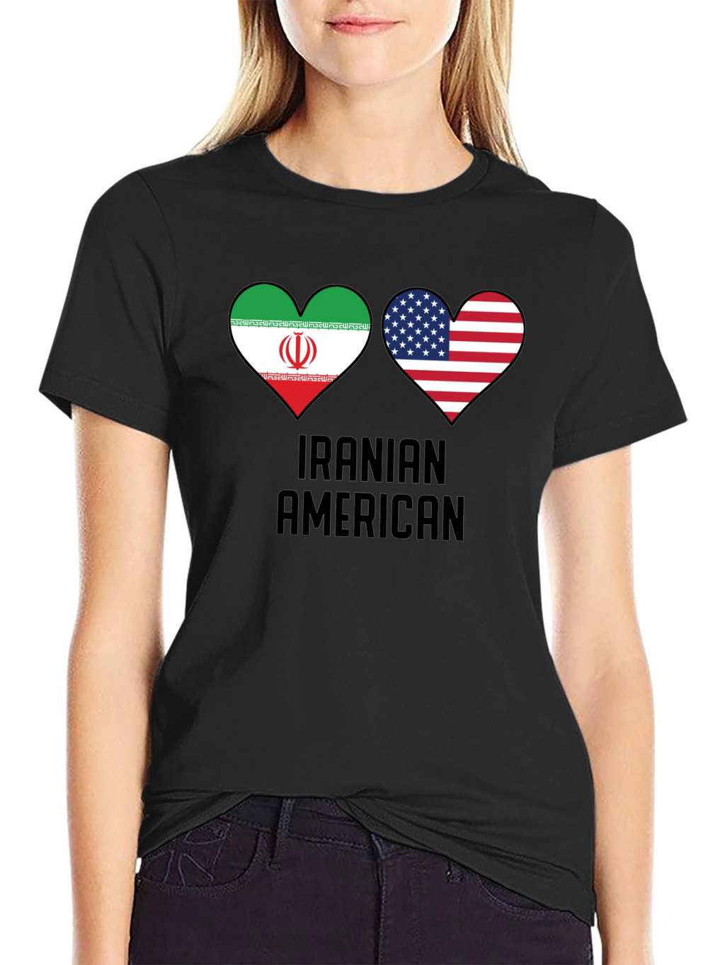 Iranian American Flag Heart T-Shirt