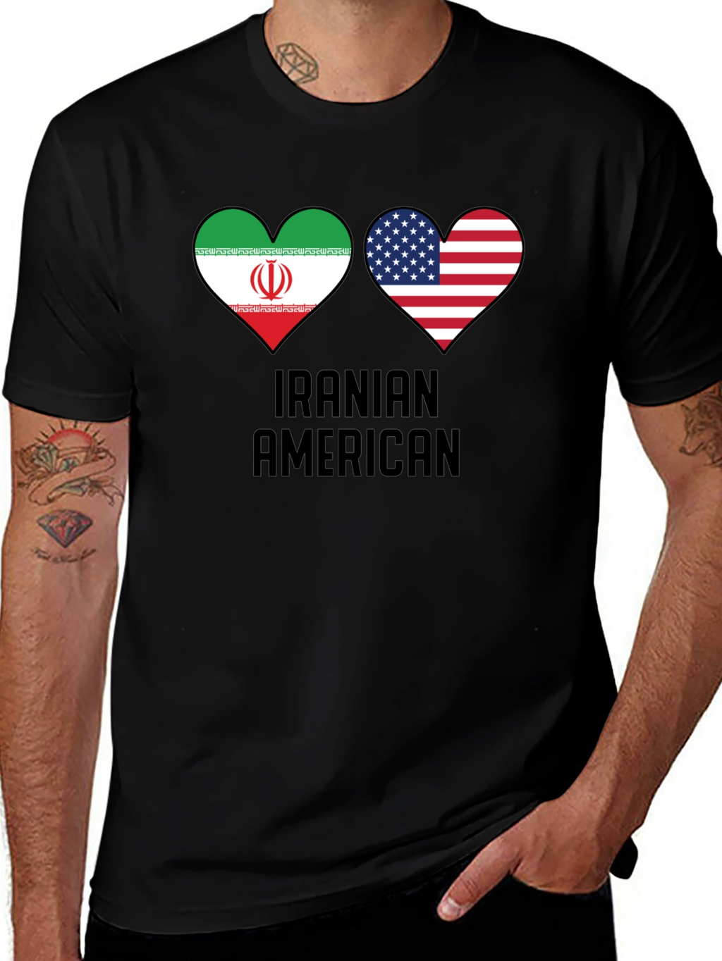 Iranian American Flag Heart T-Shirt