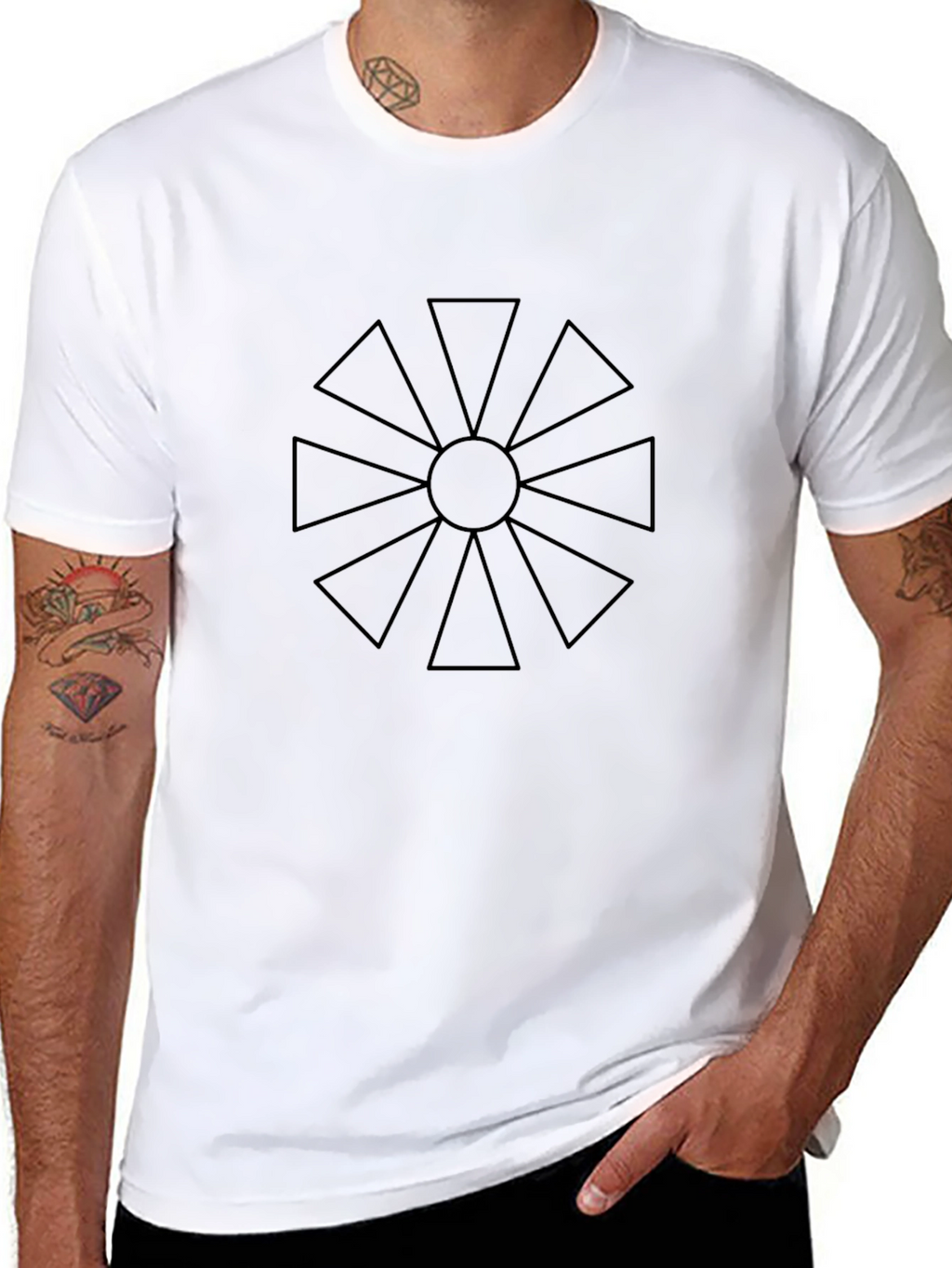Geometric Patterned Black T-Shirt