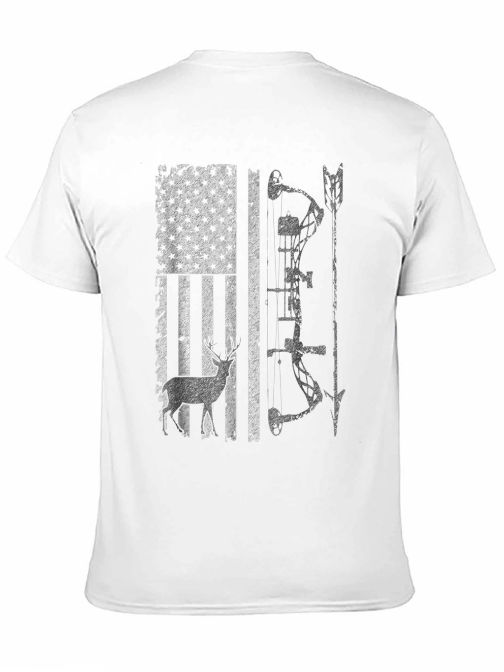 Hunting Bow Deer American Flag Graphic Tee