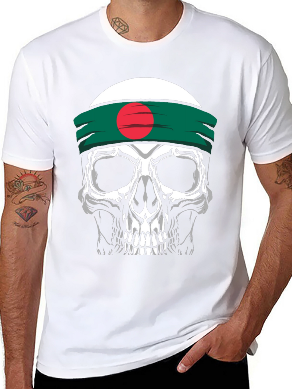 Skull Tee with Bangladesh Flag Headband - Black