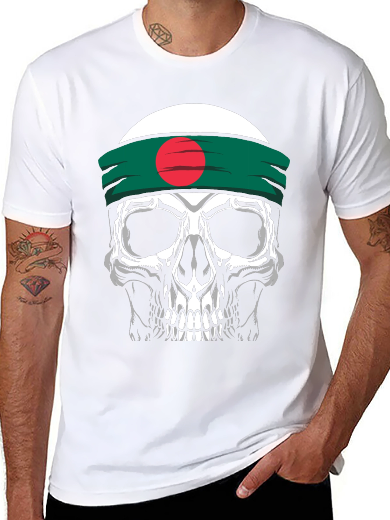 Skull Tee with Bangladesh Flag Headband - Black