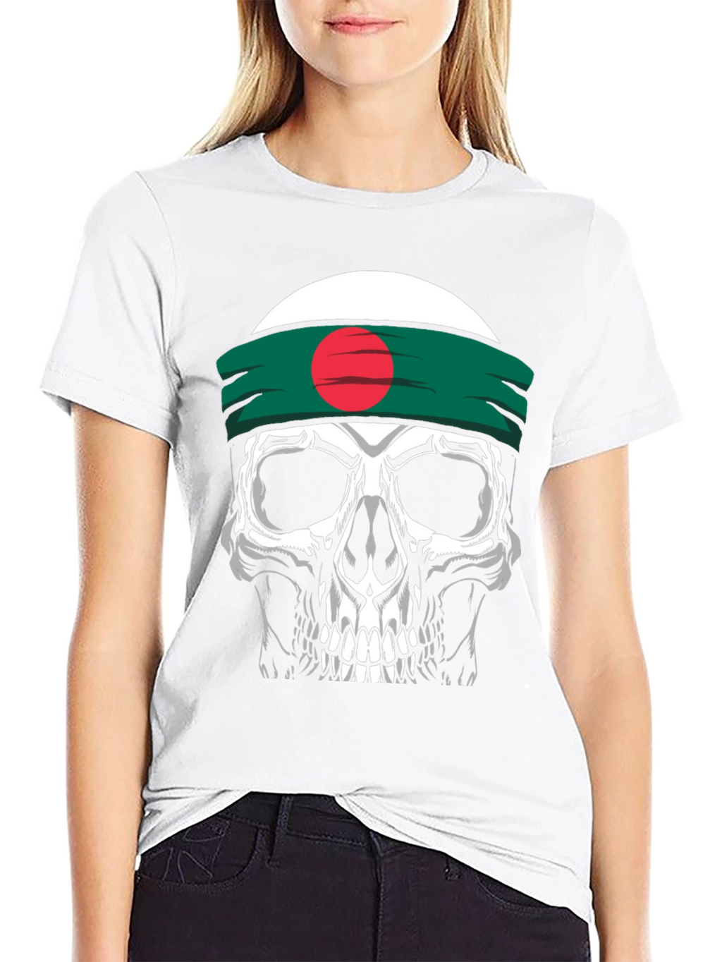 Skull Tee with Bangladesh Flag Headband - Black