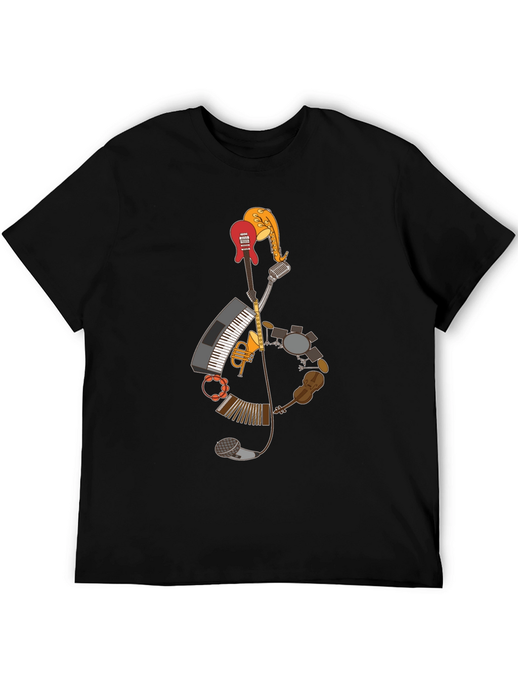 Musical Instruments Treble Clef Graphic T-Shirt