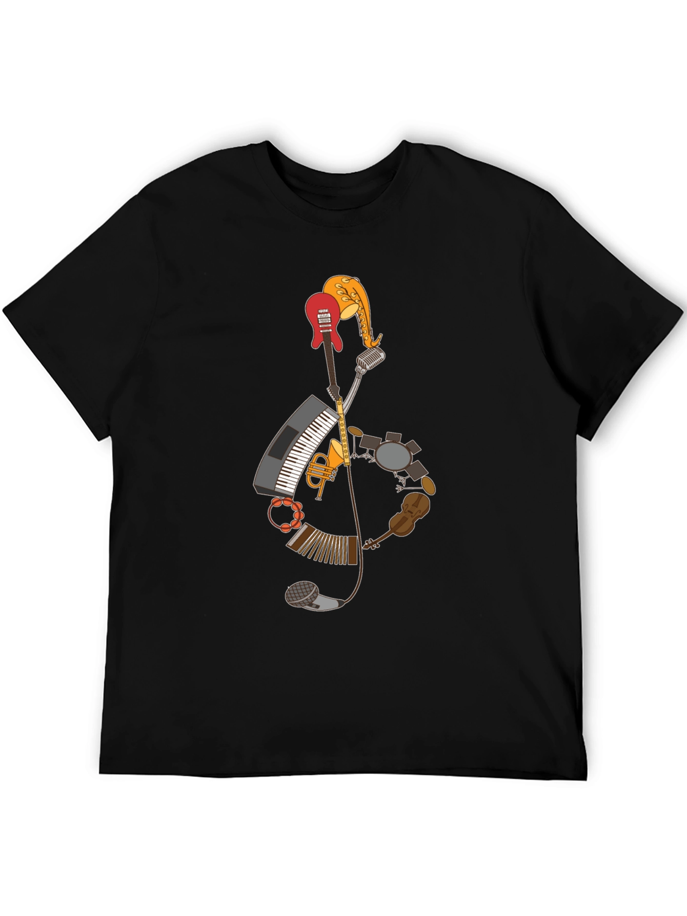 Musical Instruments Treble Clef Graphic T-Shirt