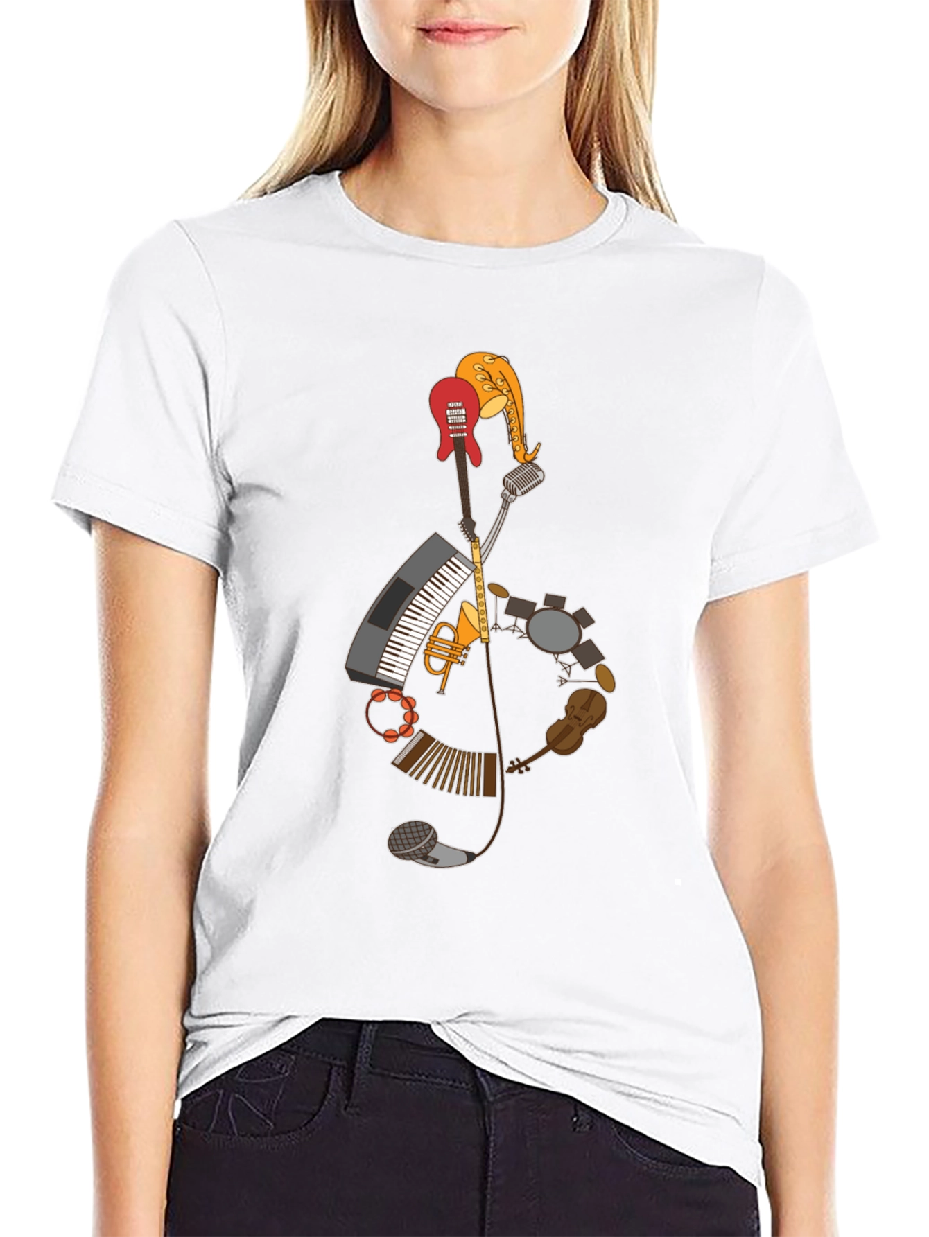 Musical Instruments Treble Clef Graphic T-Shirt