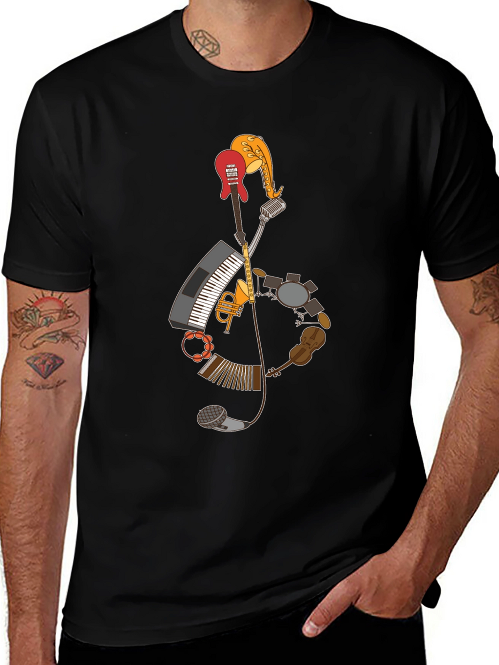 Musical Instruments Treble Clef Graphic T-Shirt