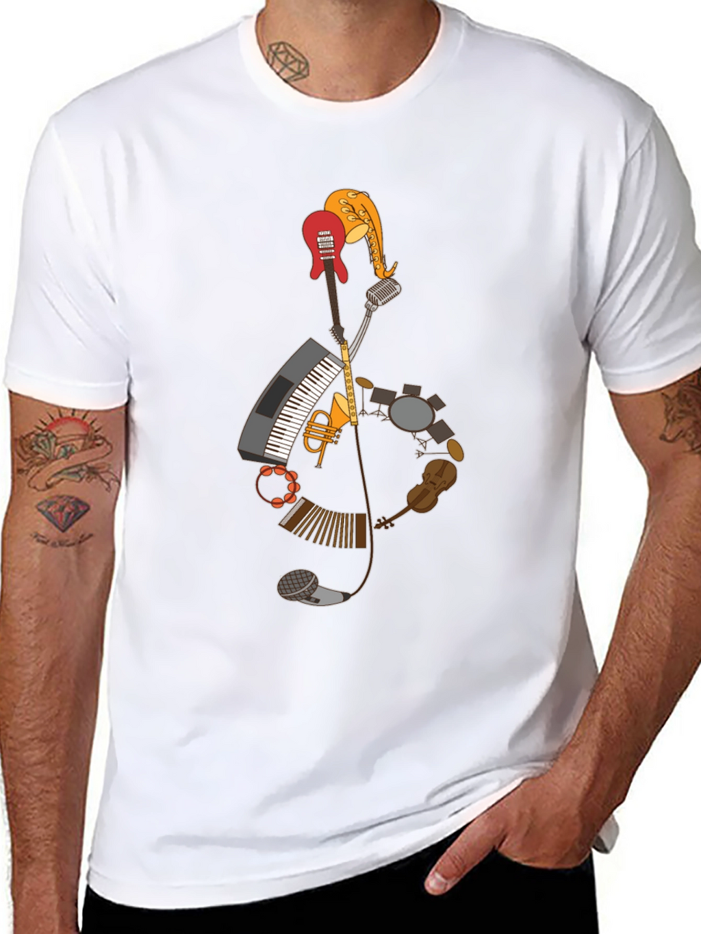 Musical Instruments Treble Clef Graphic T-Shirt