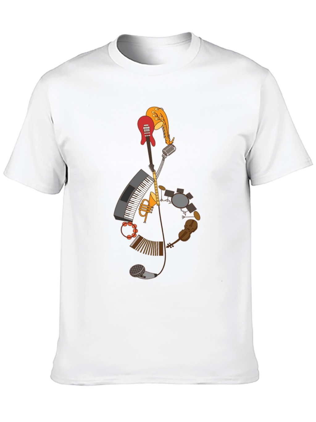 Musical Instruments Treble Clef Graphic T-Shirt