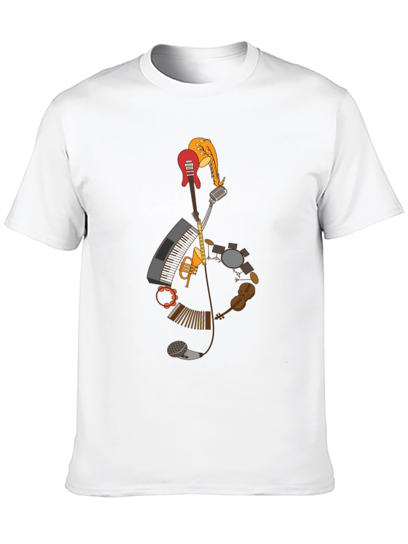 Musical Instruments Treble Clef Graphic T-Shirt