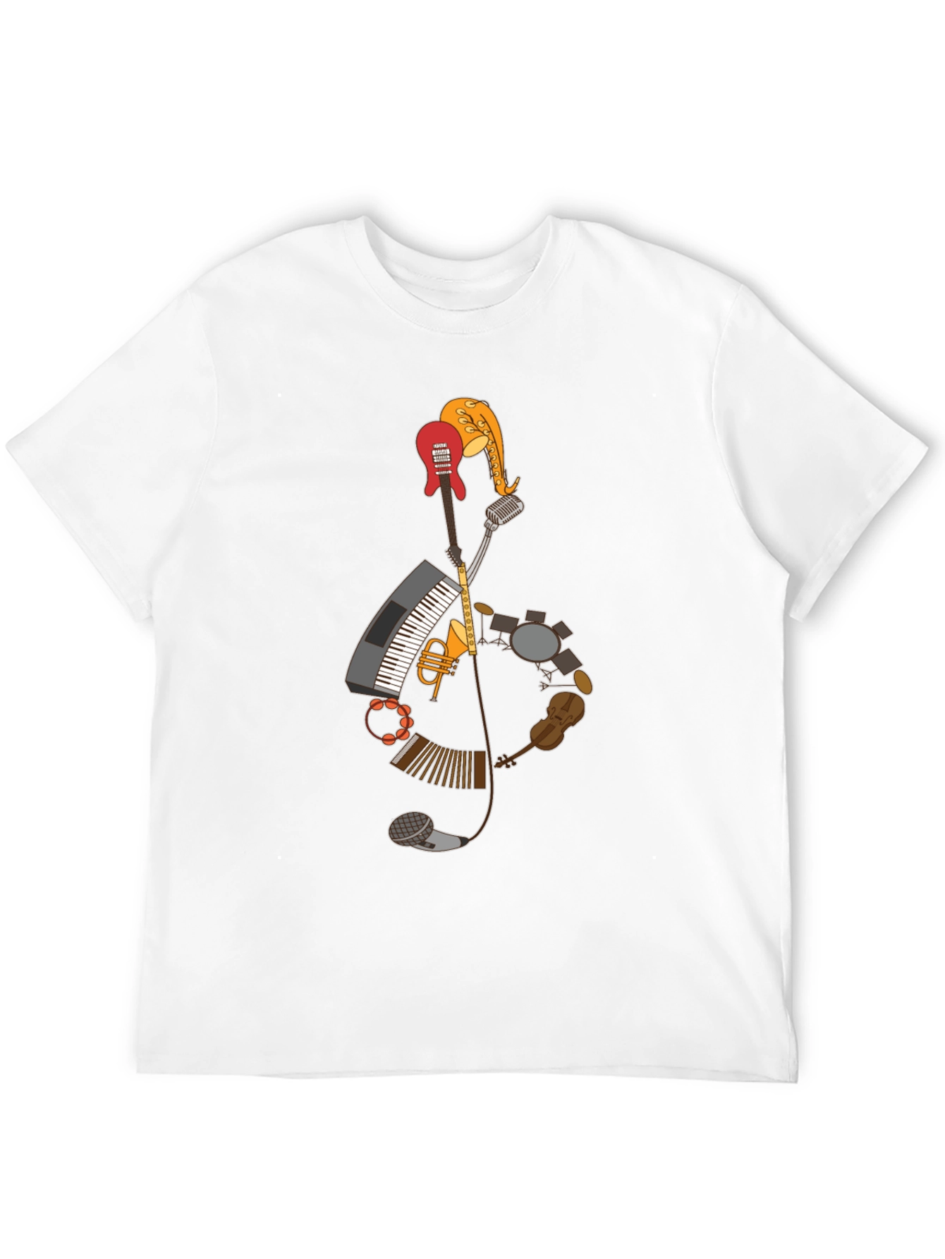 Musical Instruments Treble Clef Graphic T-Shirt