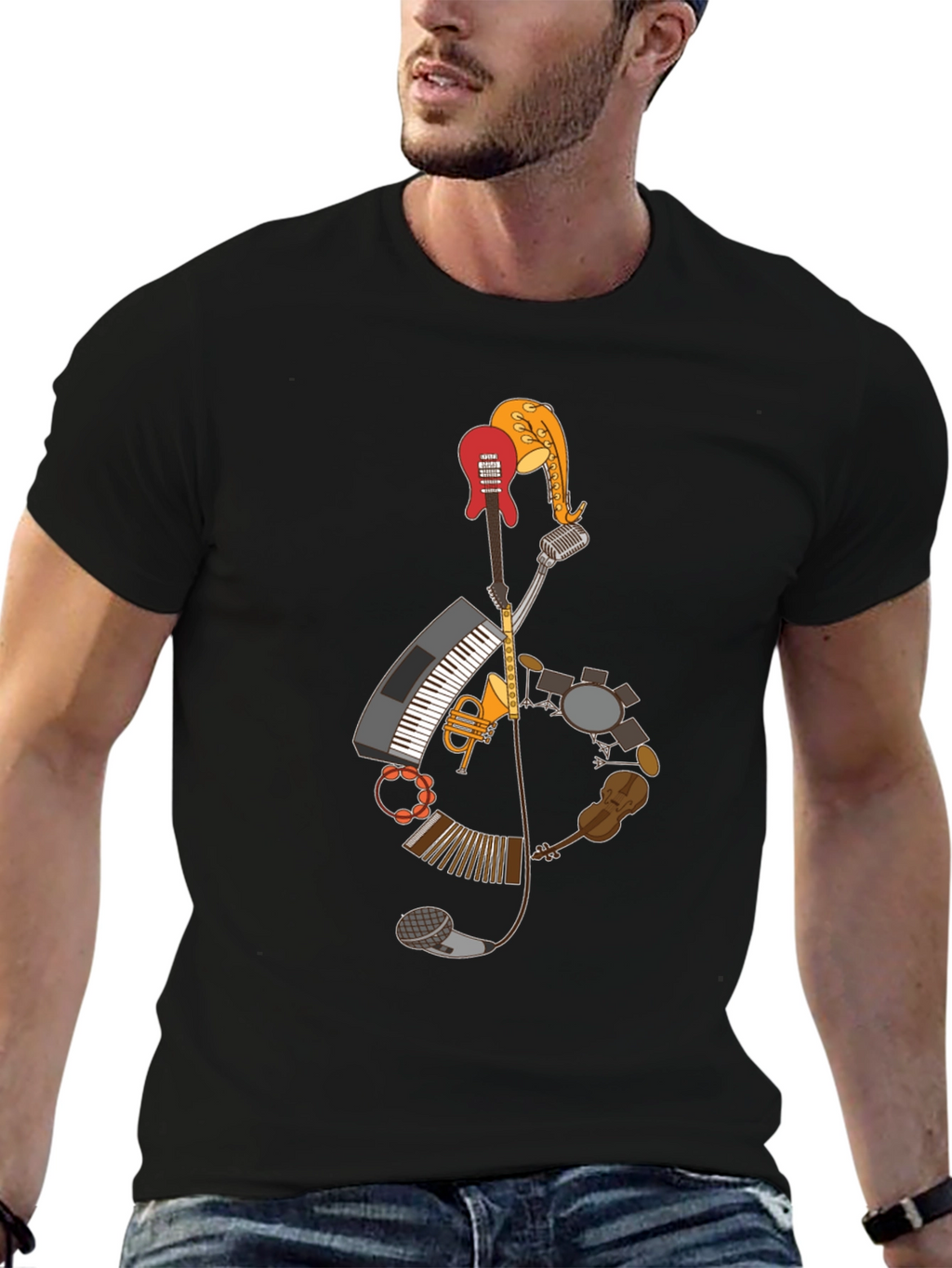 Musical Instruments Treble Clef Graphic T-Shirt