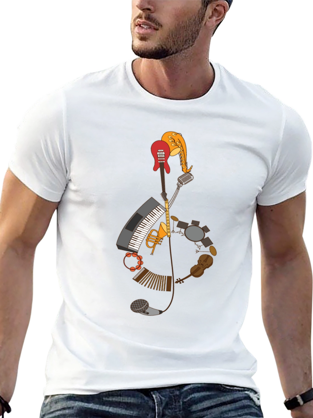 Musical Instruments Treble Clef Graphic T-Shirt