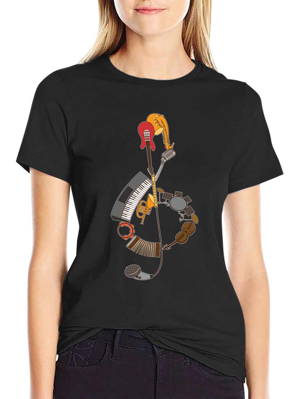 Musical Instruments Treble Clef Graphic T-Shirt