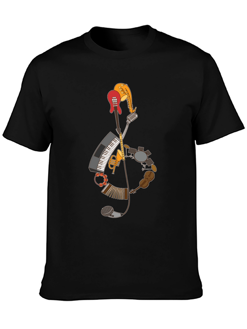 Musical Instruments Treble Clef Graphic T-Shirt